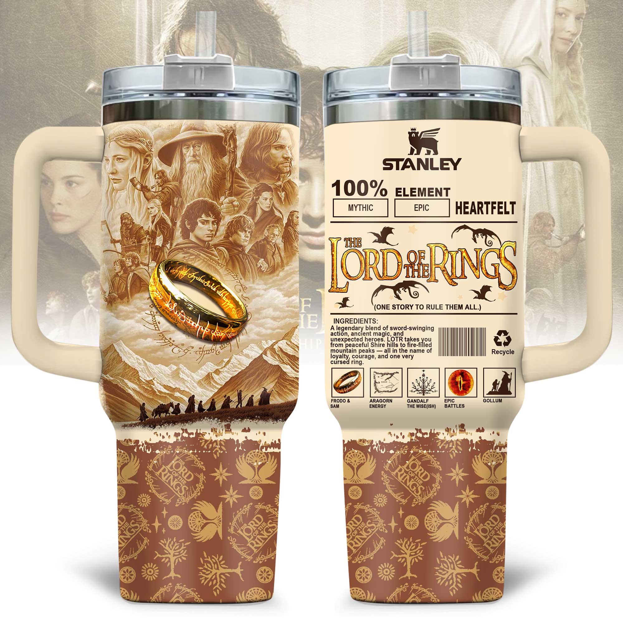 The Lord Of The Rings Movies Custom Stanley Quencher 40oz Stainless Steel Tumbler With Handle