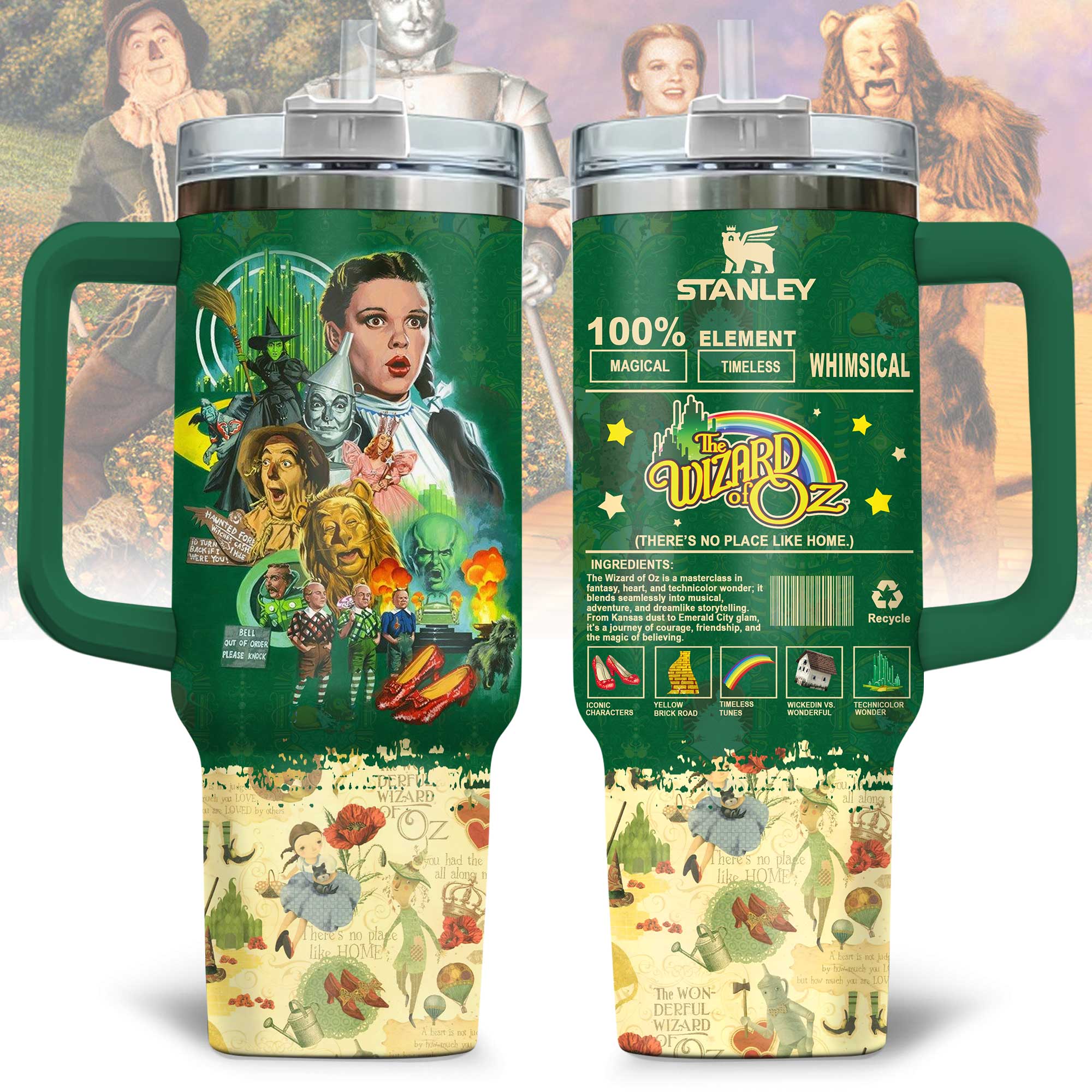 The Wizard of Oz Movies Custom Stanley Quencher 40oz Stainless Steel Tumbler With Handle