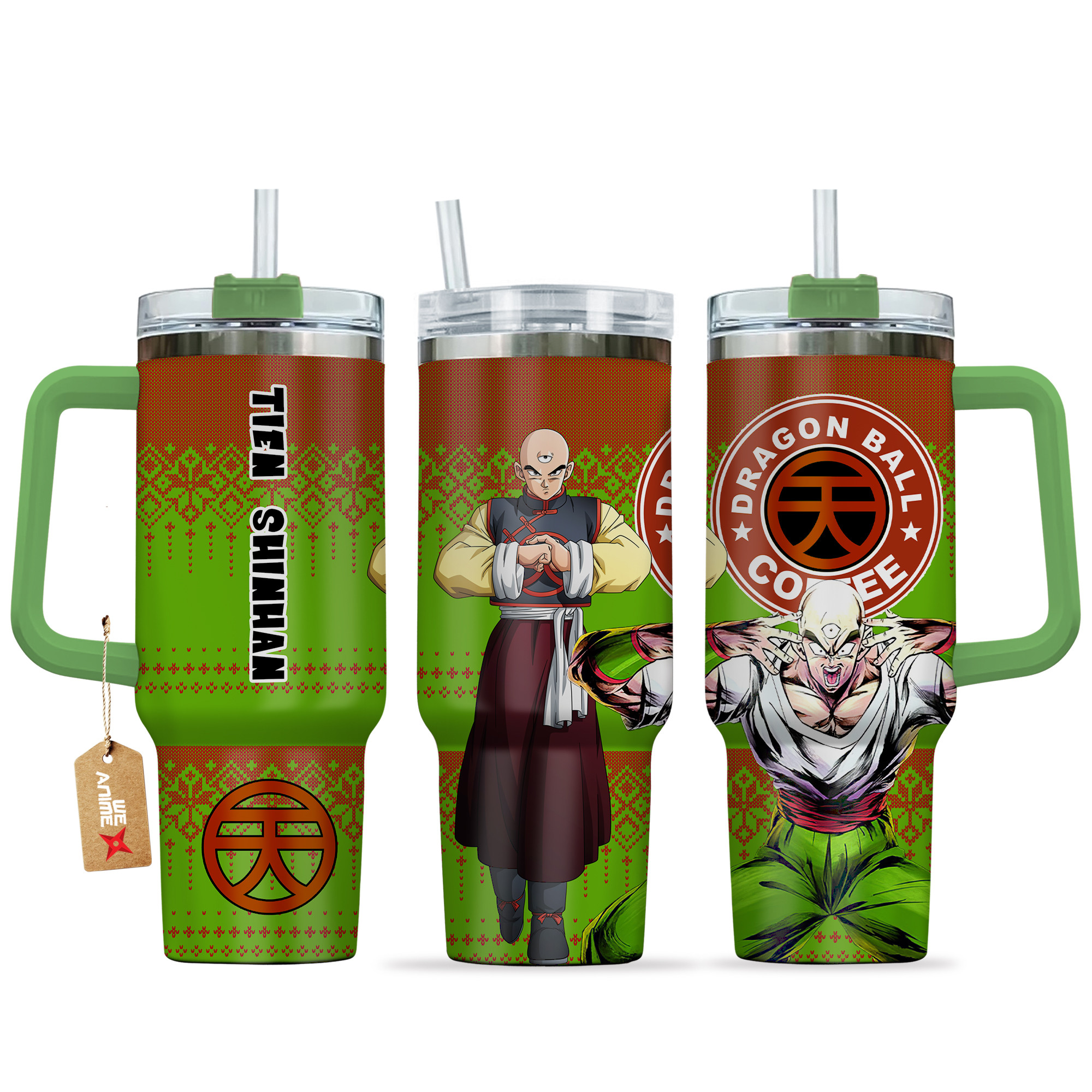 Tien Shinhan Dragon Ball Z Anime Custom Stanley Quencher 40oz Stainless Steel Tumbler With Handle