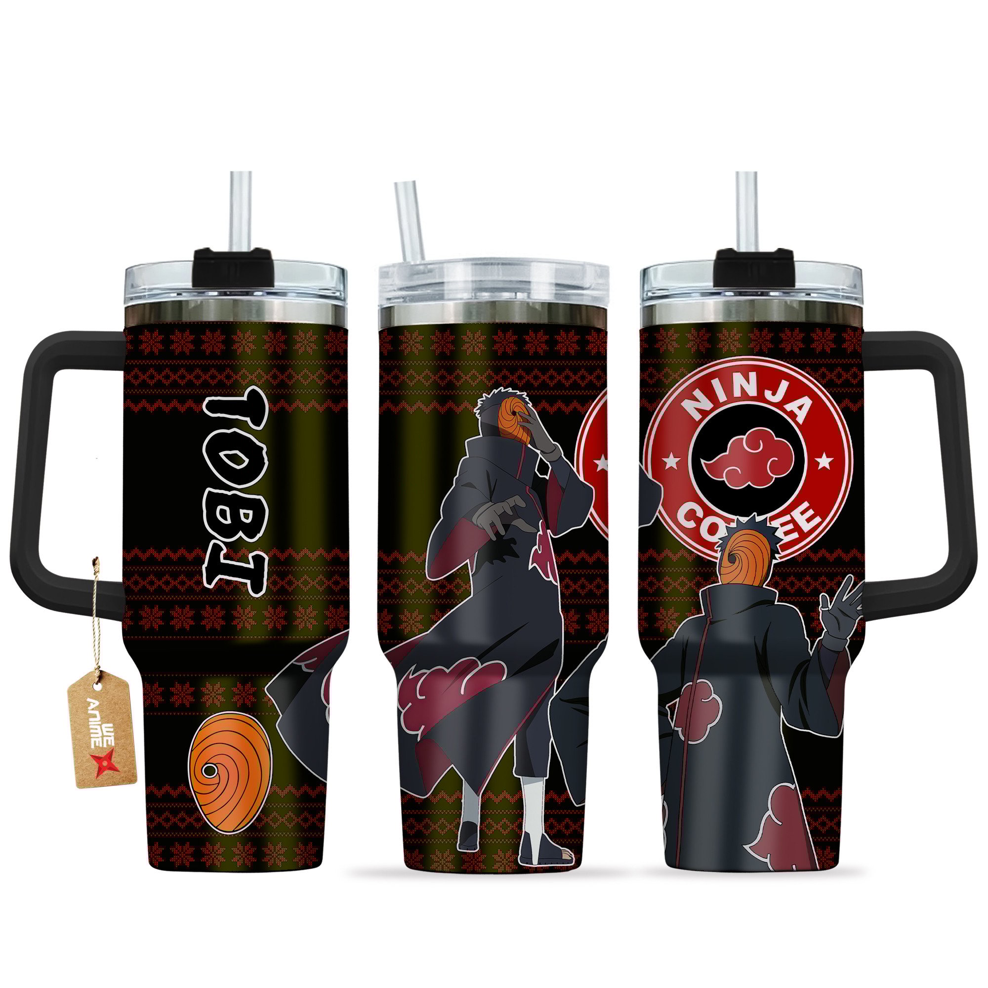 Tobi Naruto Anime Custom Stanley Quencher 40oz Stainless Steel Tumbler With Handle