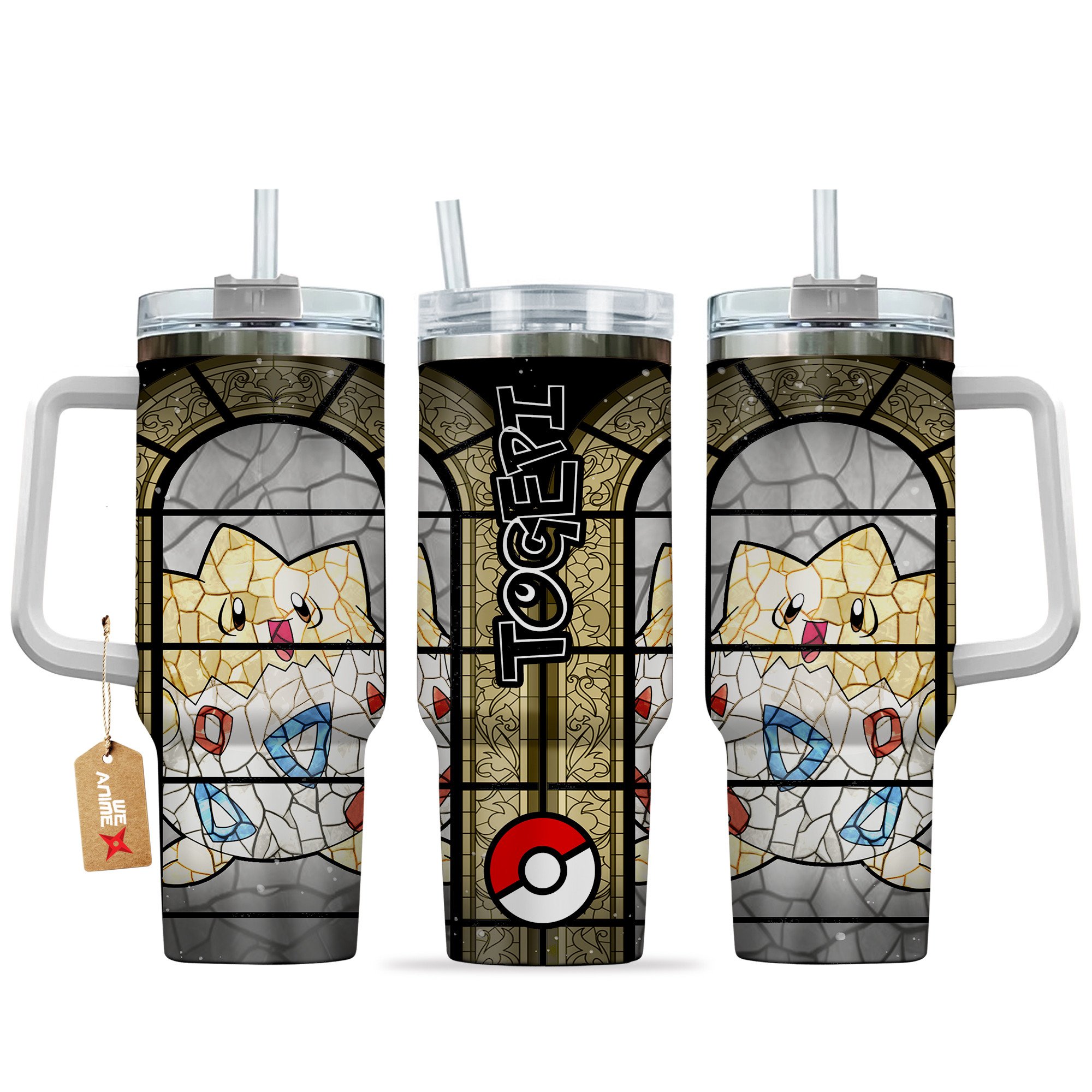Togepi Pokemon Anime Custom Stanley Quencher 40oz Stainless Steel Tumbler With Handle