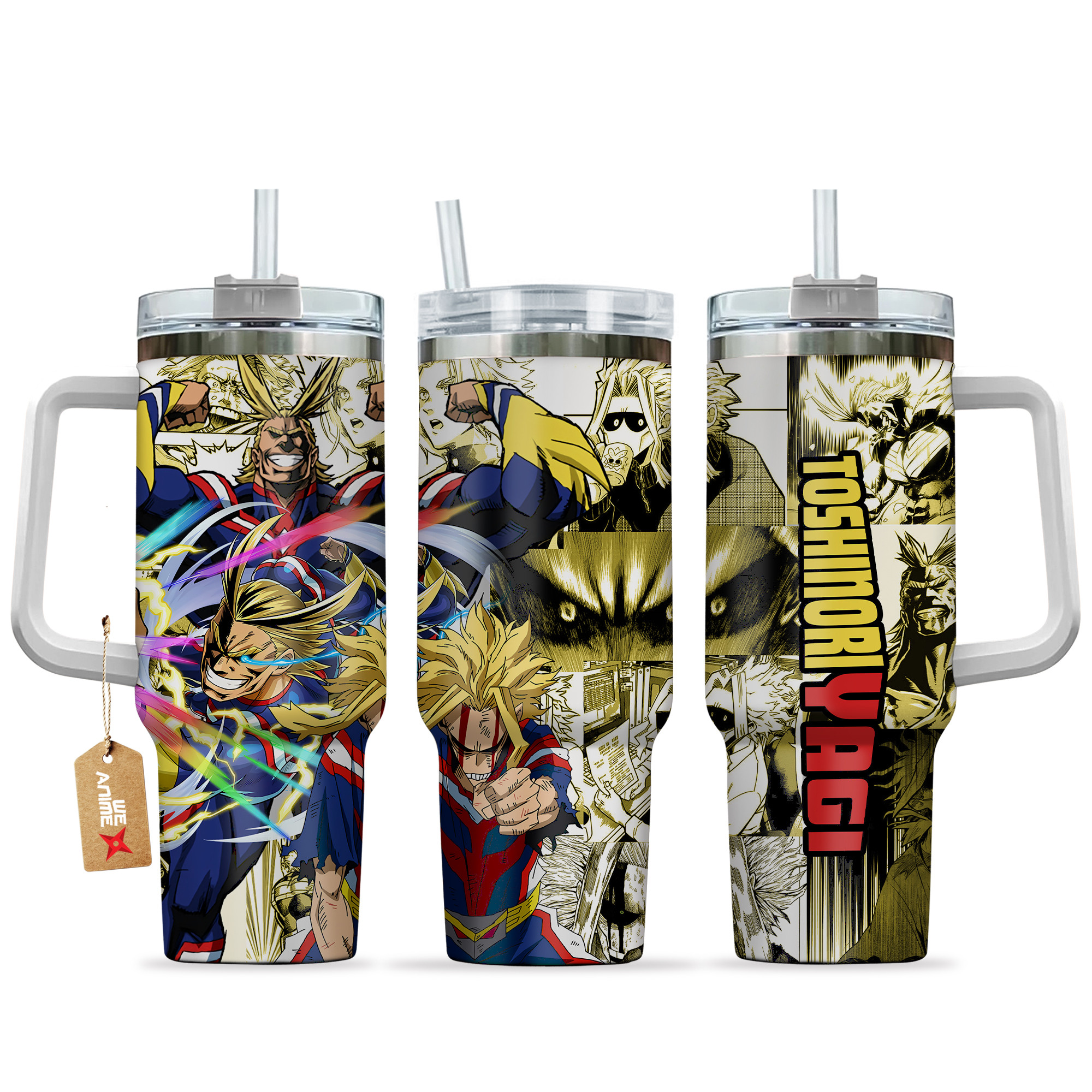 Toshinori Yagi (All Might) My Hero Academia Anime Custom Stanley Quencher 40oz Stainless Steel Tumbler With Handle