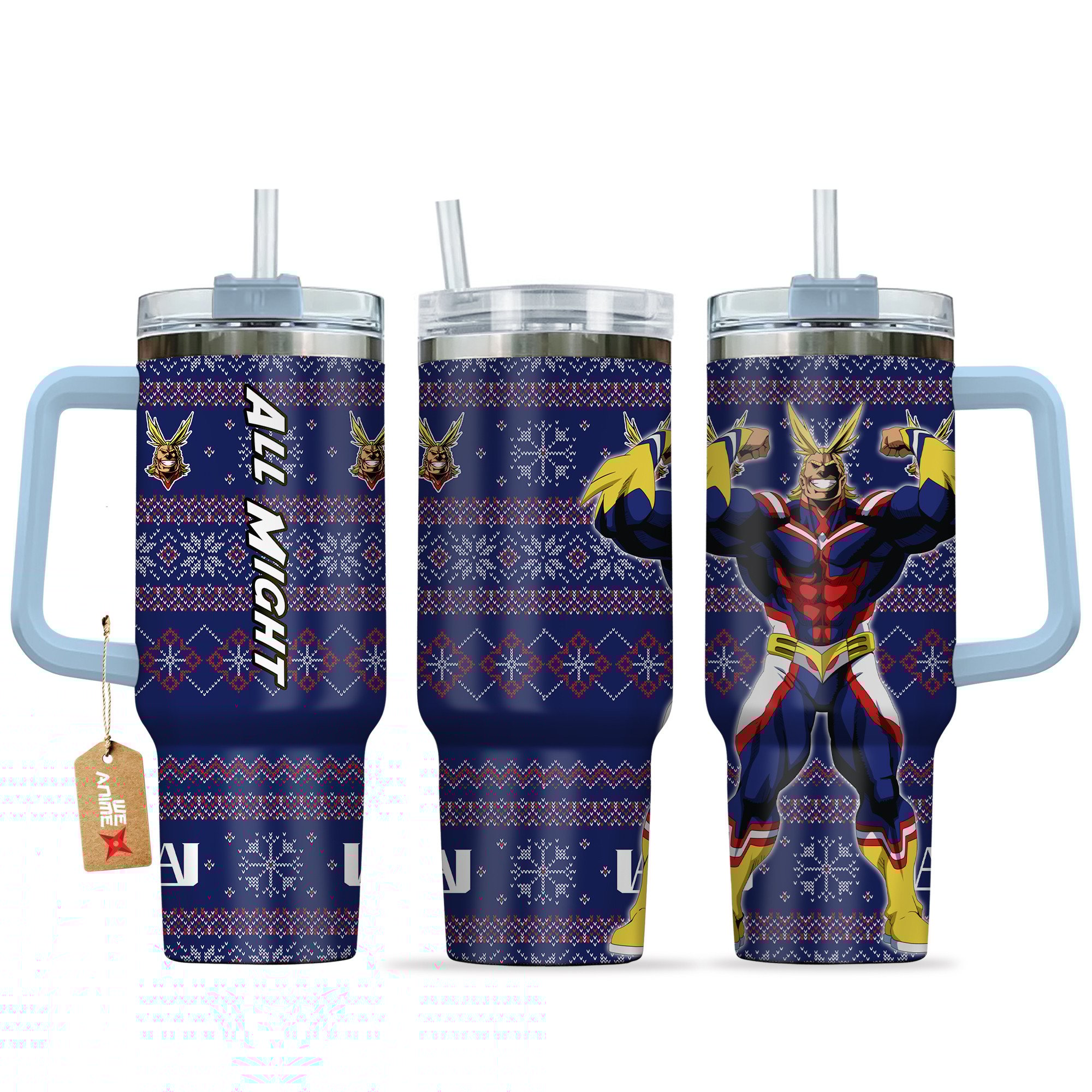 Toshinori Yagi (All Might) My Hero Academia Anime Custom Stanley Quencher 40oz Stainless Steel Tumbler With Handle