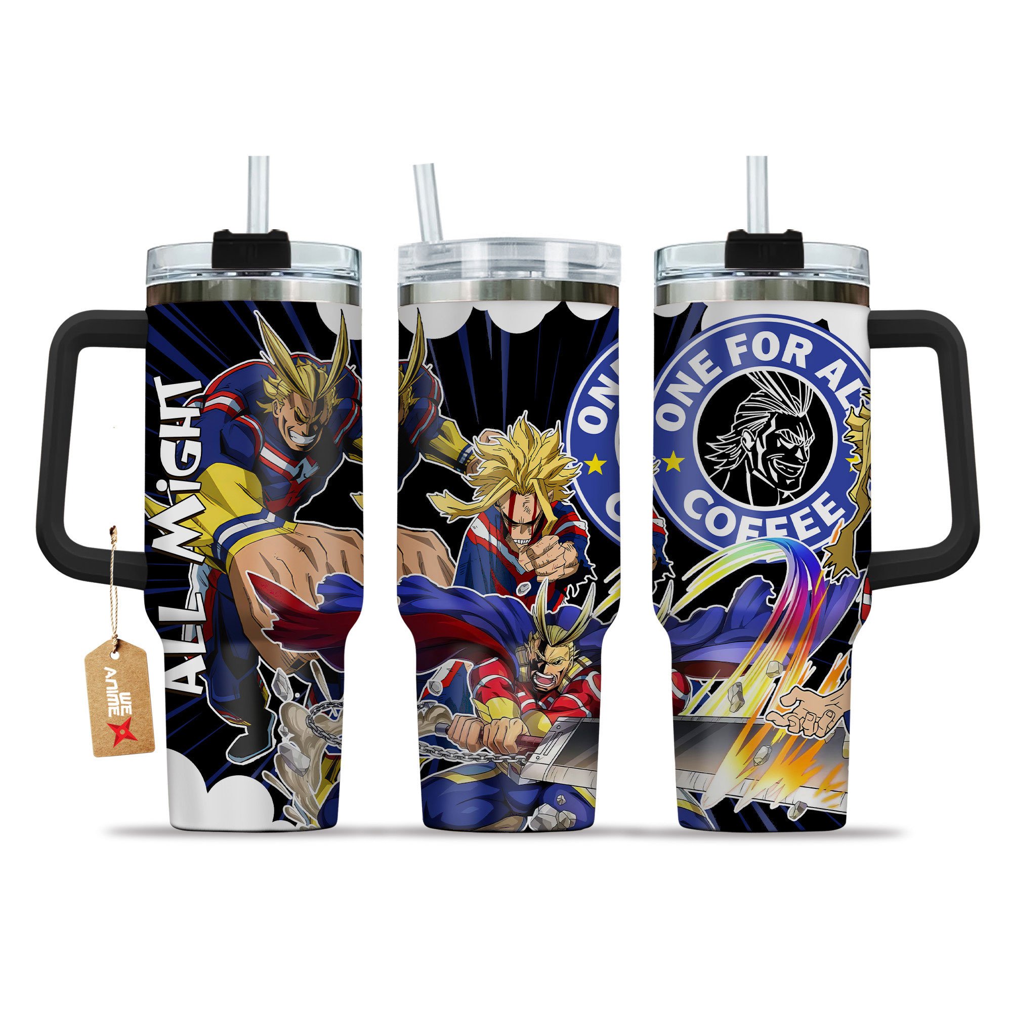 Toshinori Yagi (All Might) My Hero Academia Anime Custom Stanley Quencher 40oz Stainless Steel Tumbler With Handle