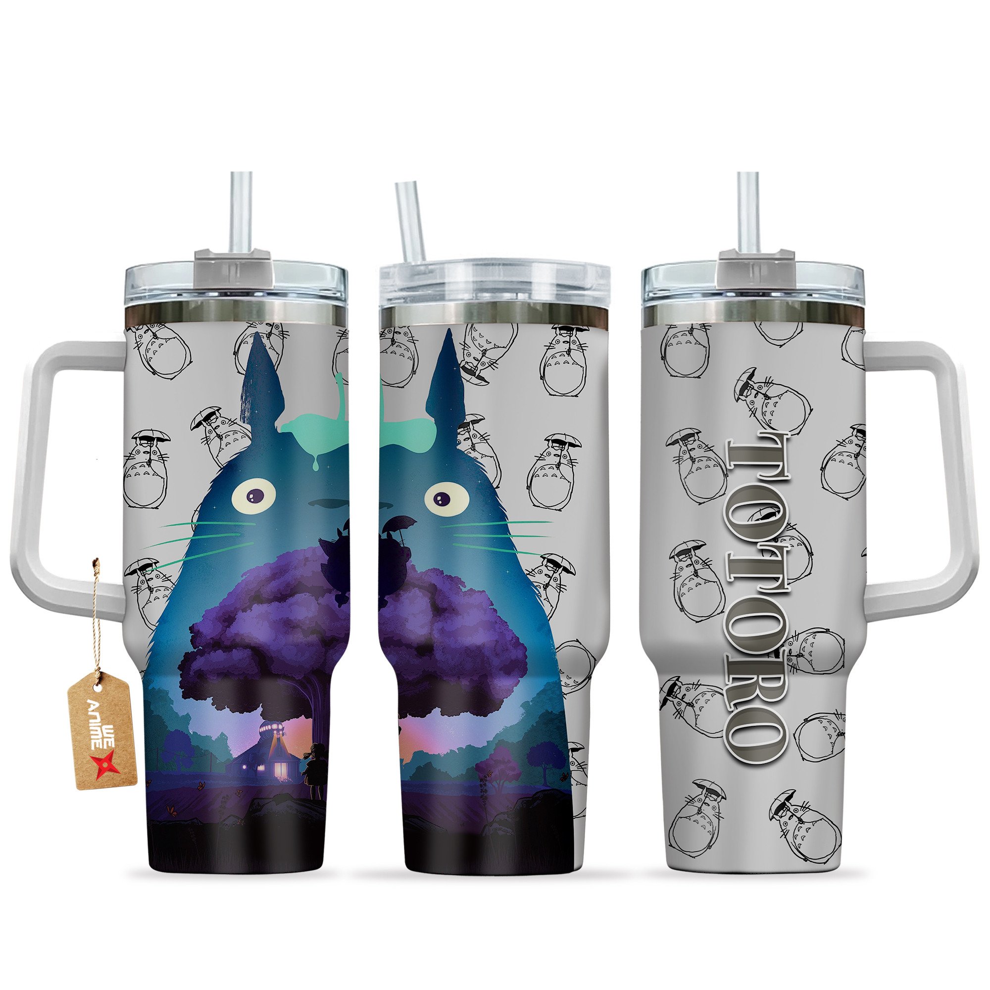 Totoro My Neighbor Totoro Anime Custom Stanley Quencher 40oz Stainless Steel Tumbler With Handle