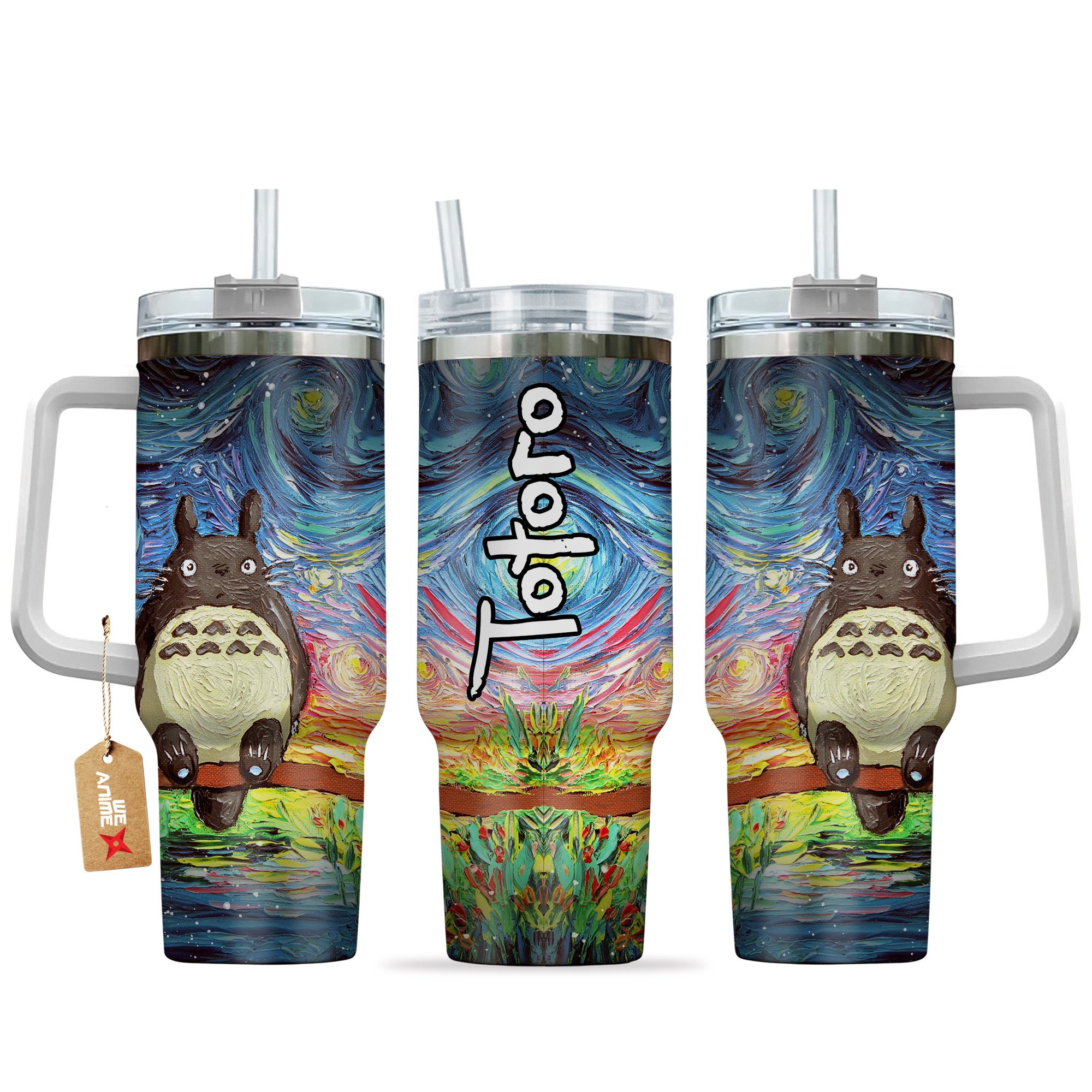 Totoro My Neighbor Totoro Anime Custom Stanley Quencher 40oz Stainless Steel Tumbler With Handle