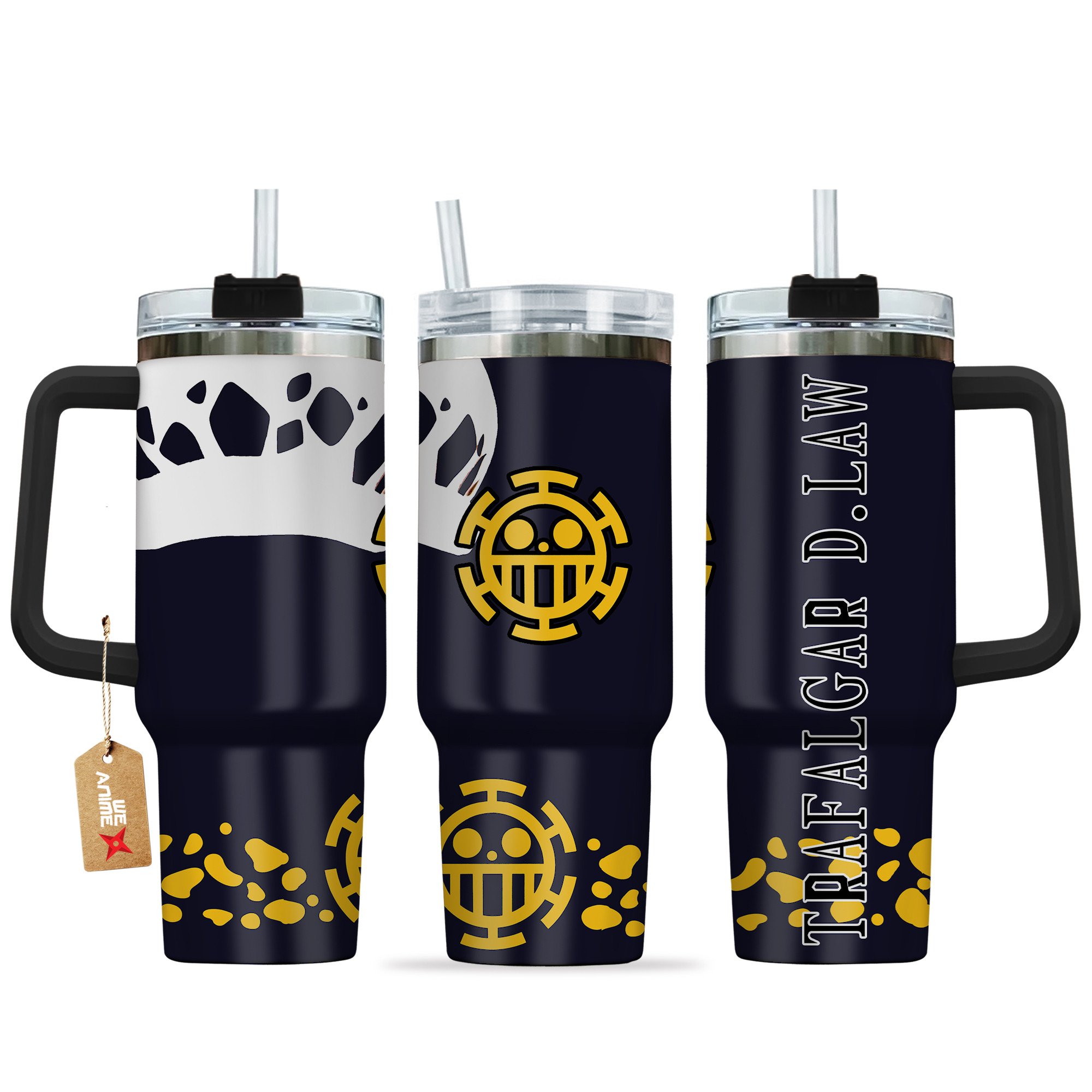 Trafalgar D. Law One Piece Anime Custom Stanley Quencher 40oz Stainless Steel Tumbler With Handle