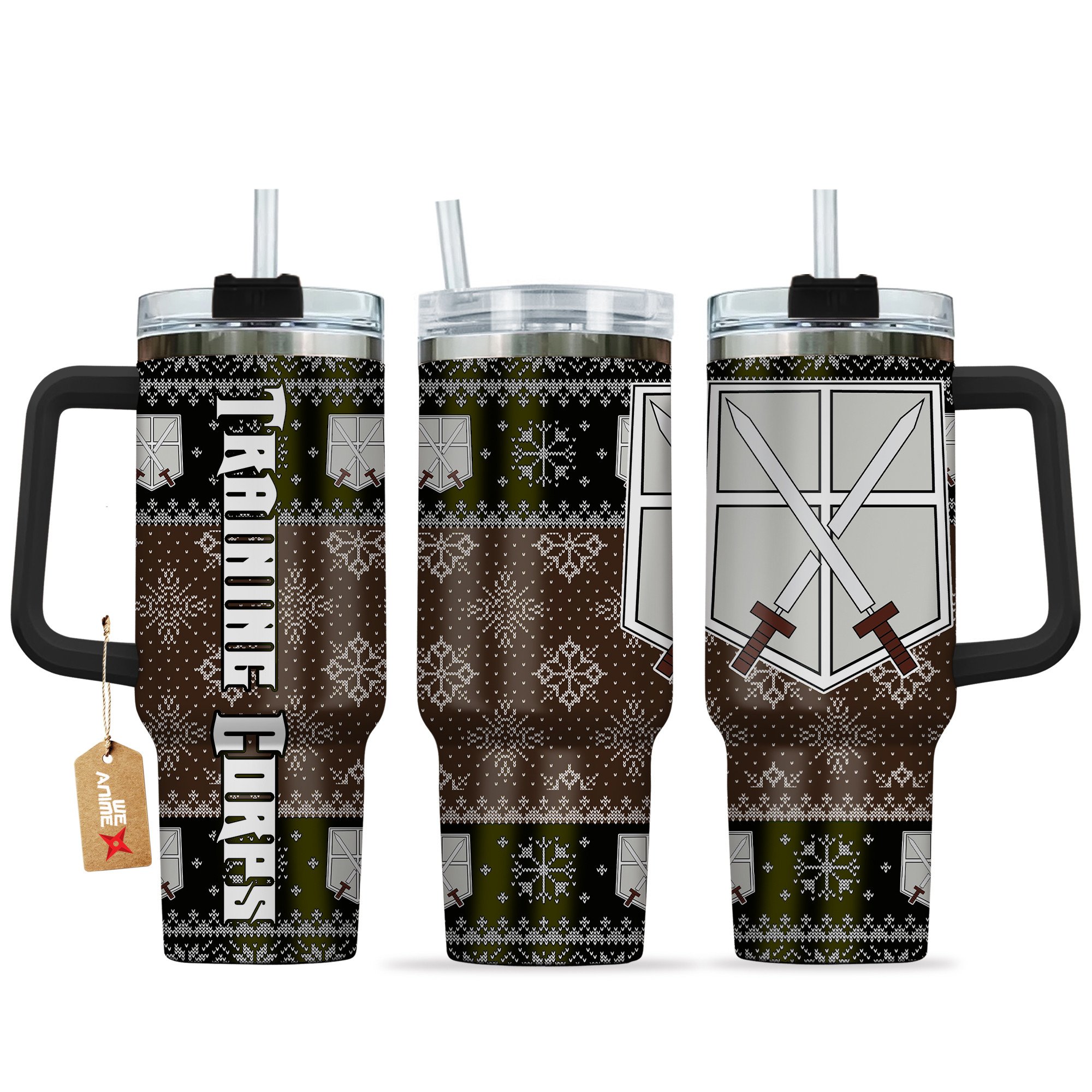 Training Corps Attack on Titan Anime Custom Stanley Quencher 40oz Stainless Steel Tumbler With Handle