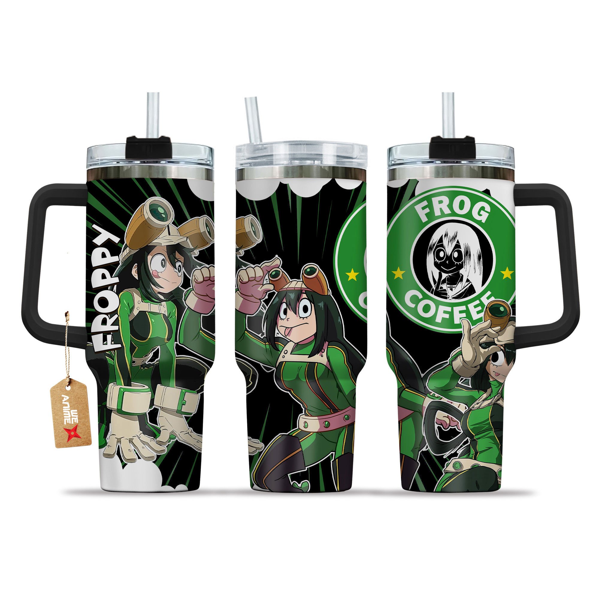 Tsuyu Asui (Froppy) My Hero Academia Anime Custom Stanley Quencher 40oz Stainless Steel Tumbler With Handle