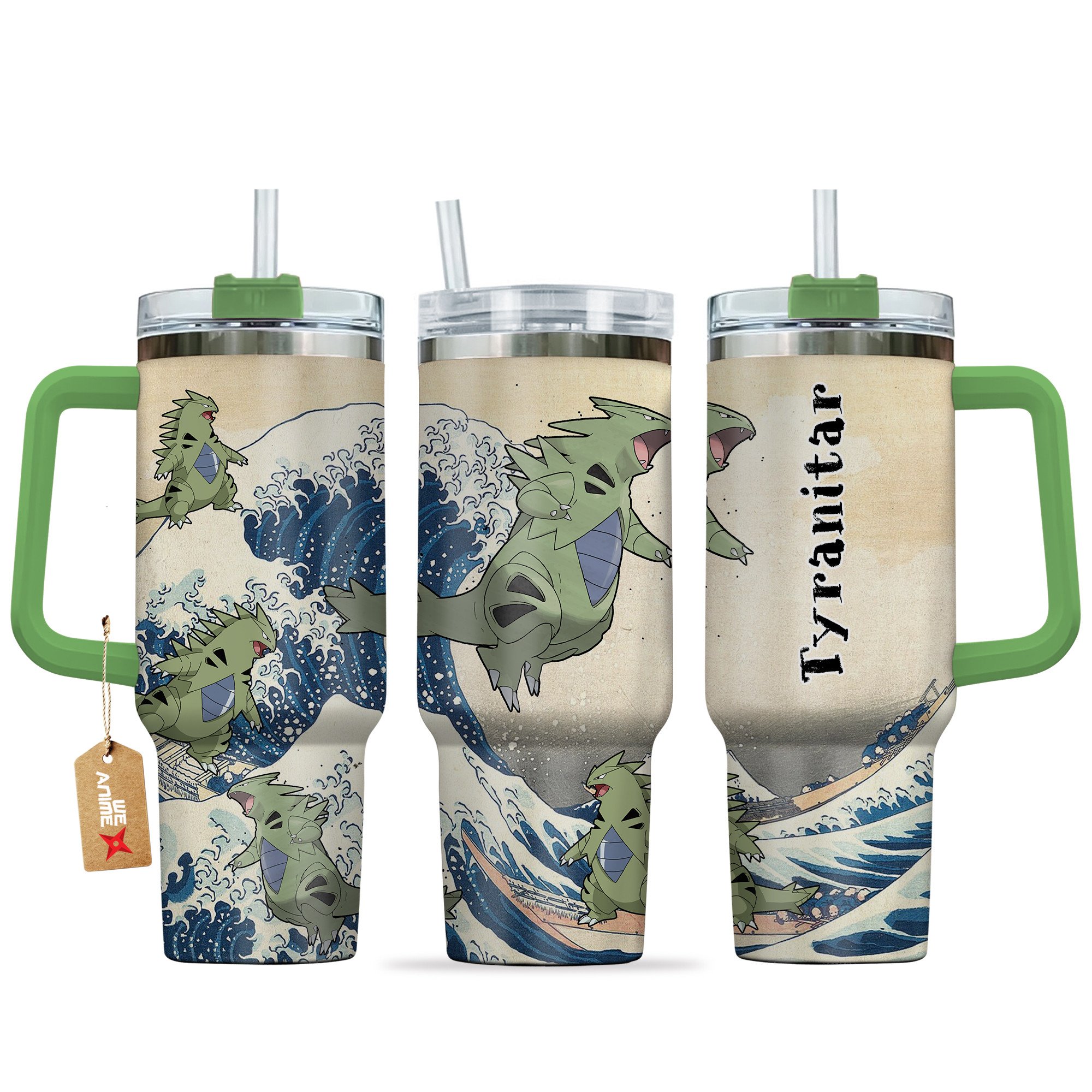 Tyranitar Pokemon Anime Custom Stanley Quencher 40oz Stainless Steel Tumbler With Handle