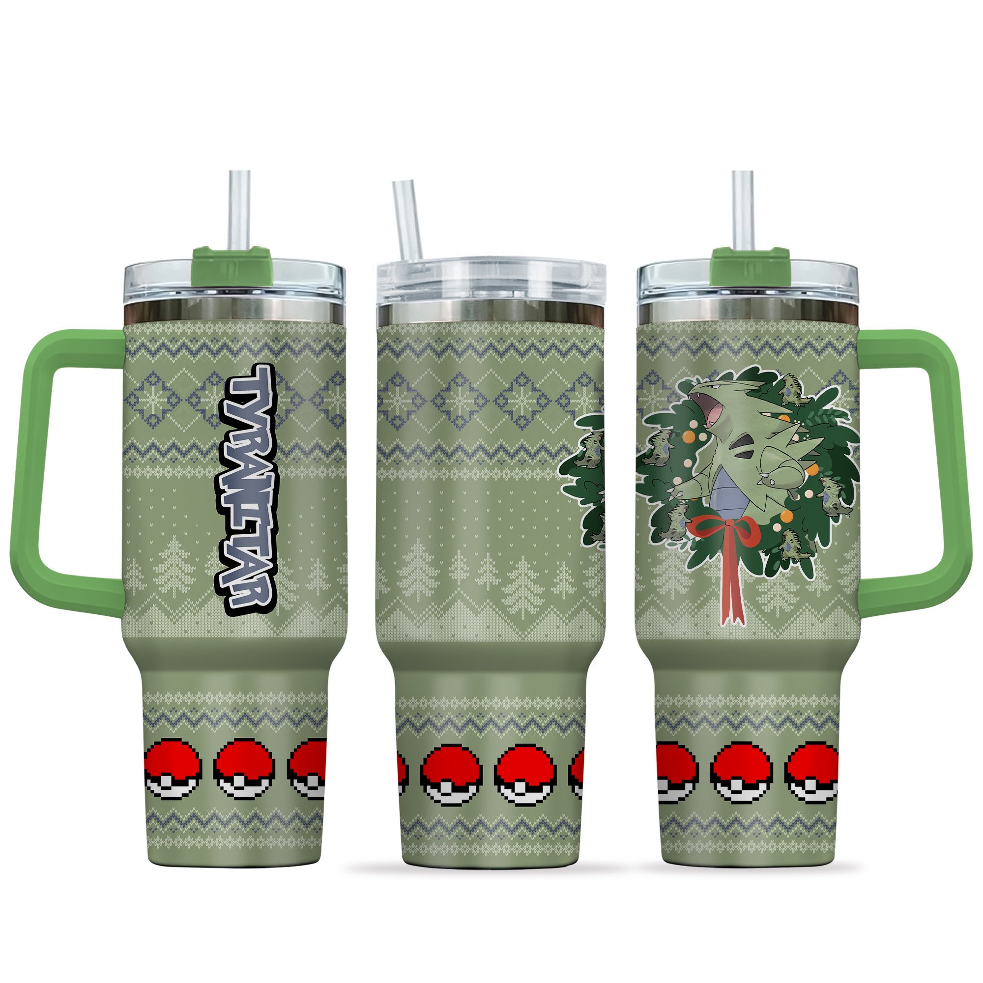 Tyranitar Pokemon Anime Custom Stanley Quencher 40oz Stainless Steel Tumbler With Handle