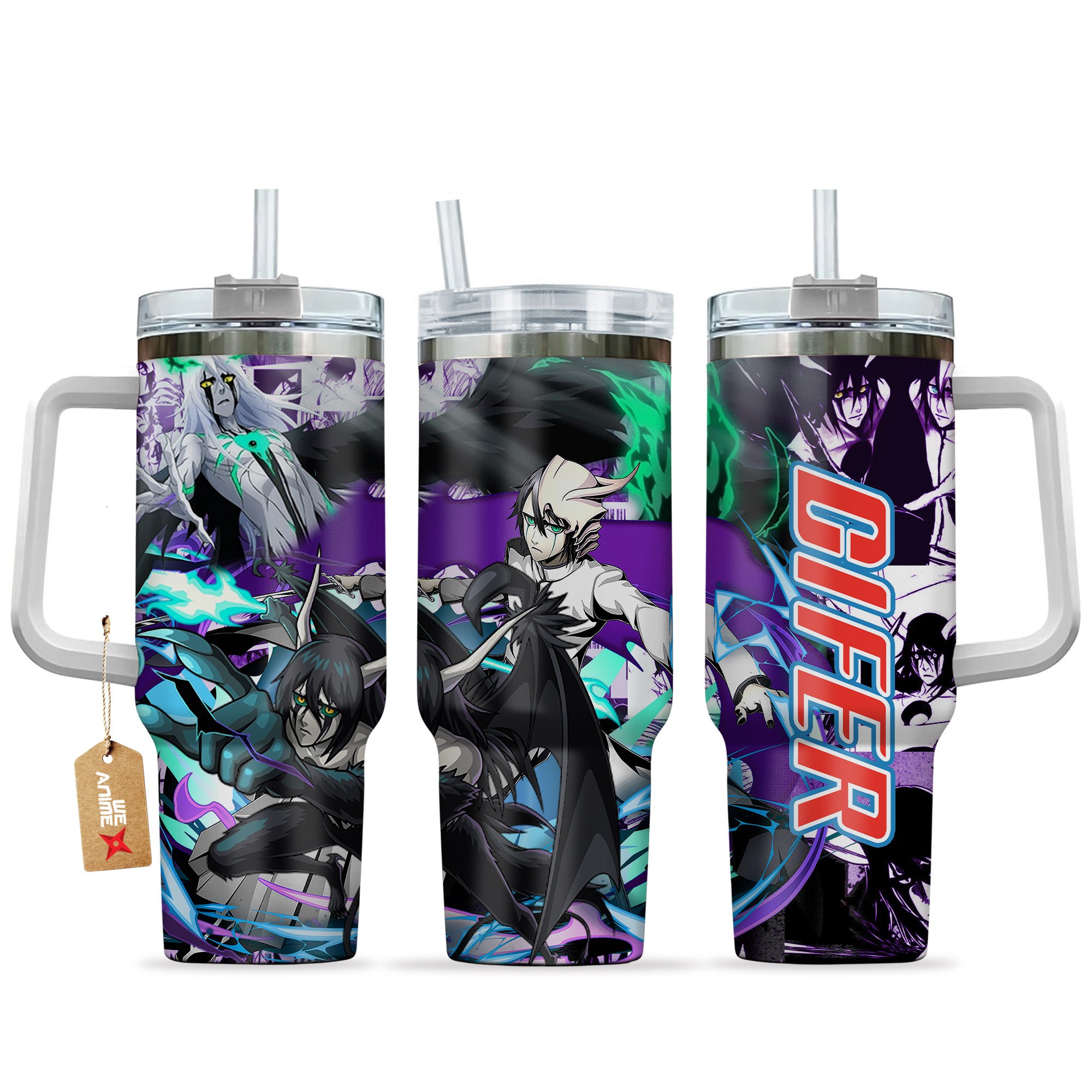 Ulquiorra Cifer Bleach Anime Custom Stanley Quencher 40oz Stainless Steel Tumbler With Handle