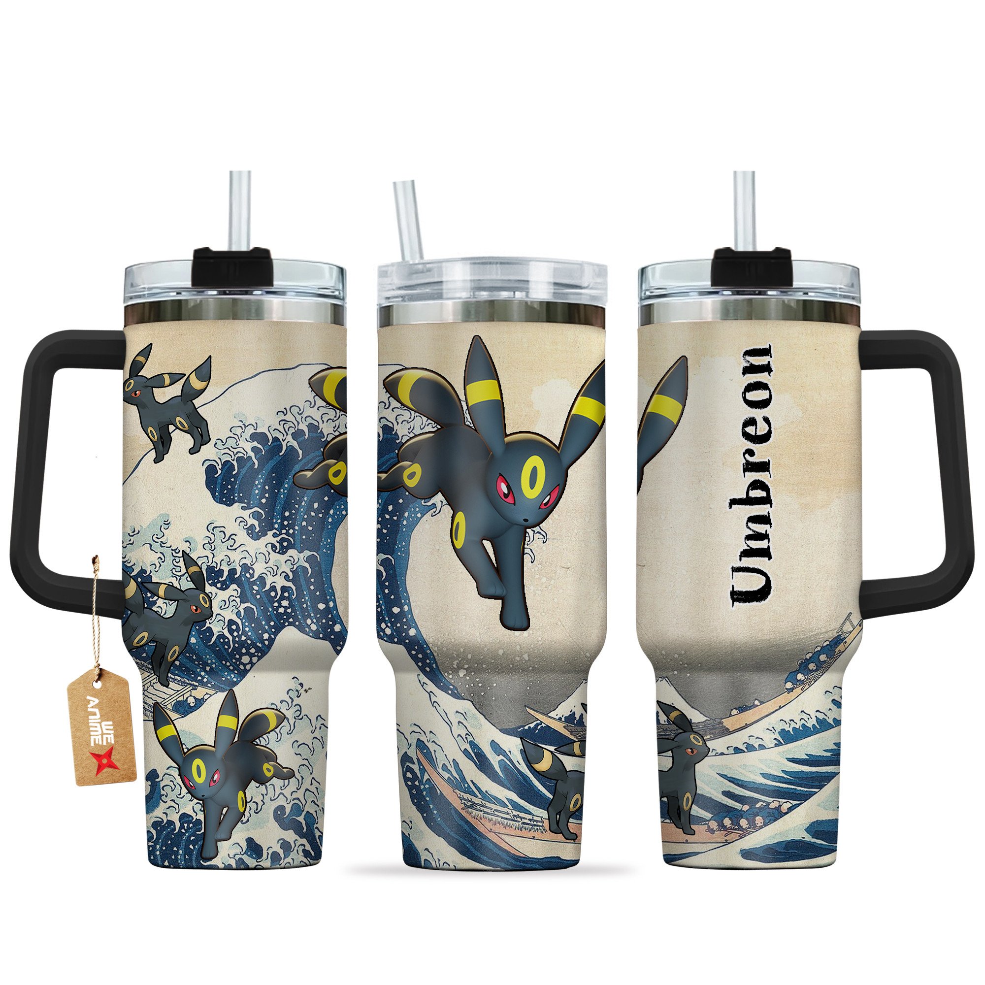Umbreon Pokemon Anime Custom Stanley Quencher 40oz Stainless Steel Tumbler With Handle