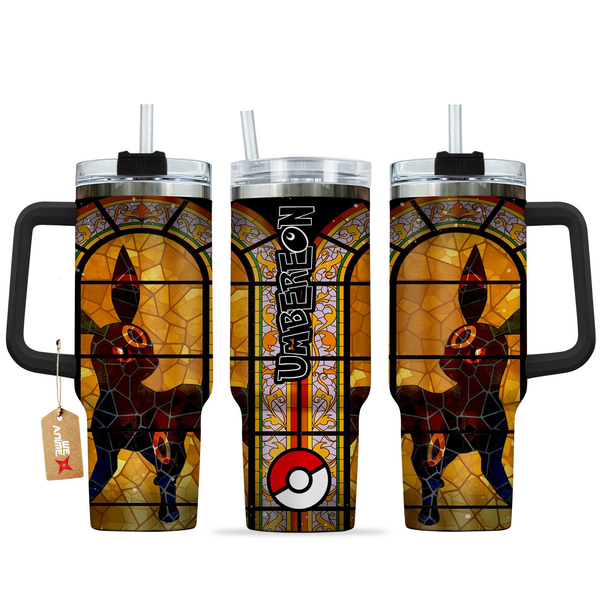 Umbreon Pokemon Anime Custom Stanley Quencher 40oz Stainless Steel Tumbler With Handle