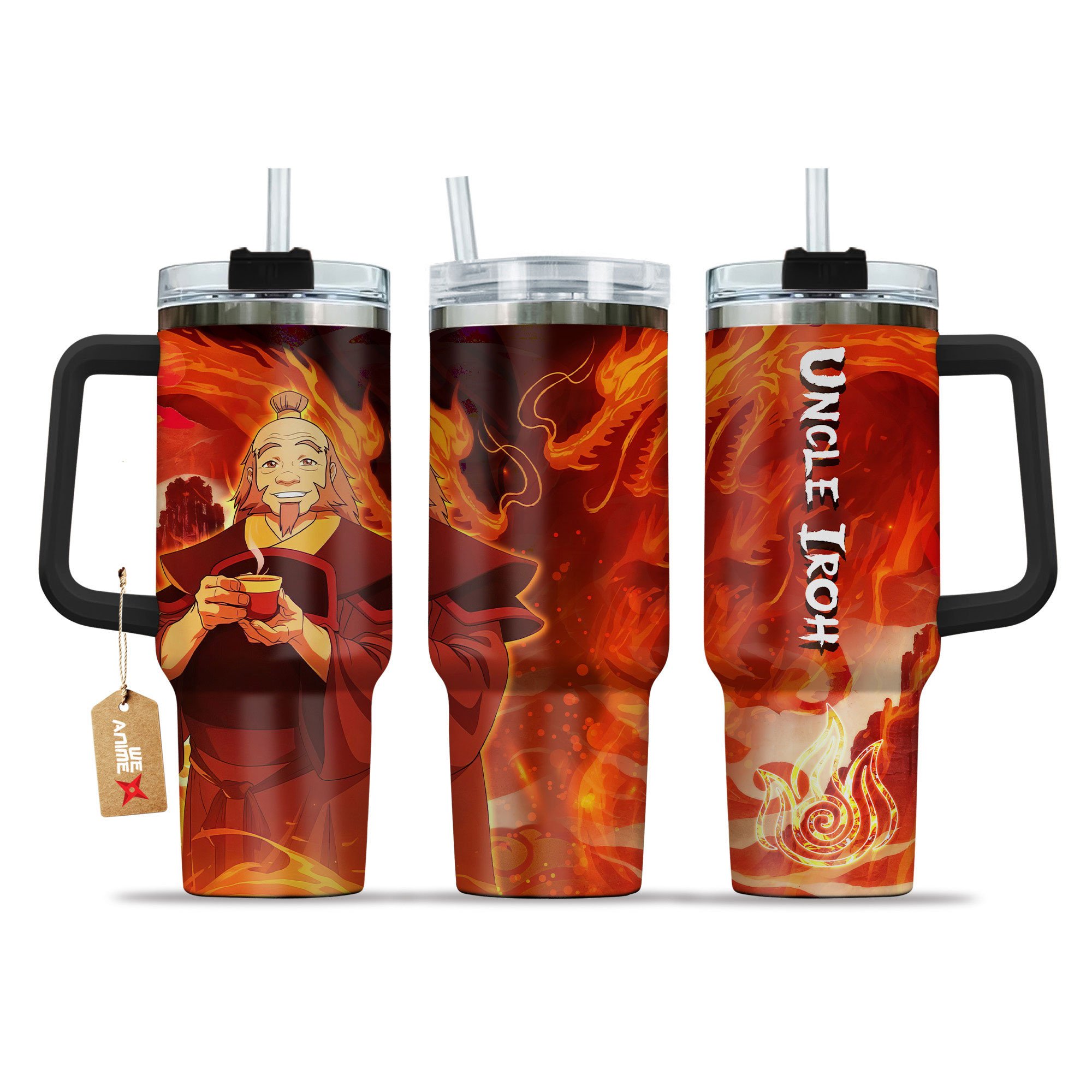 Uncle Iroh Avatar Anime Custom Stanley Quencher 40oz Stainless Steel Tumbler With Handle