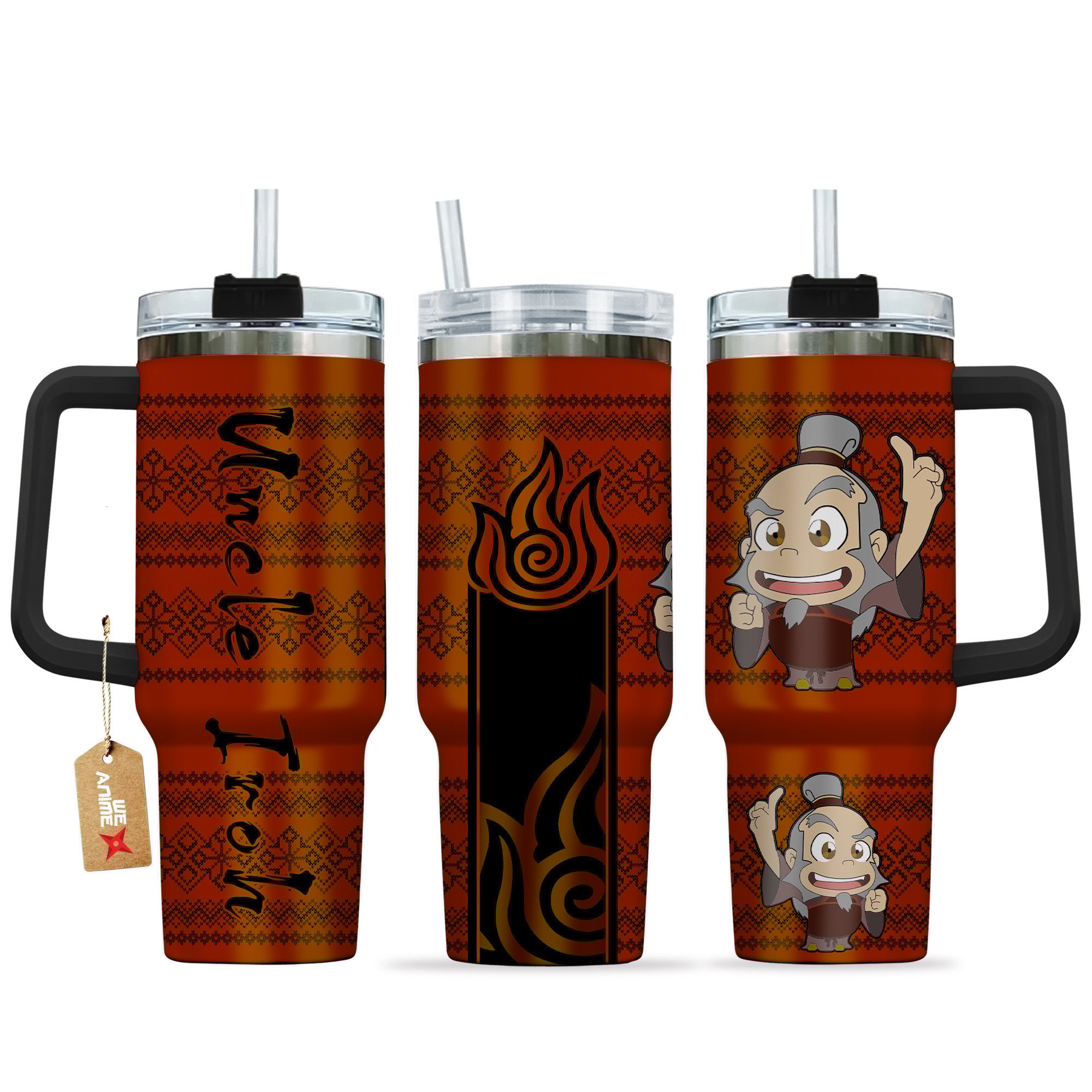 Uncle Iroh Avatar Anime Custom Stanley Quencher 40oz Stainless Steel Tumbler With Handle