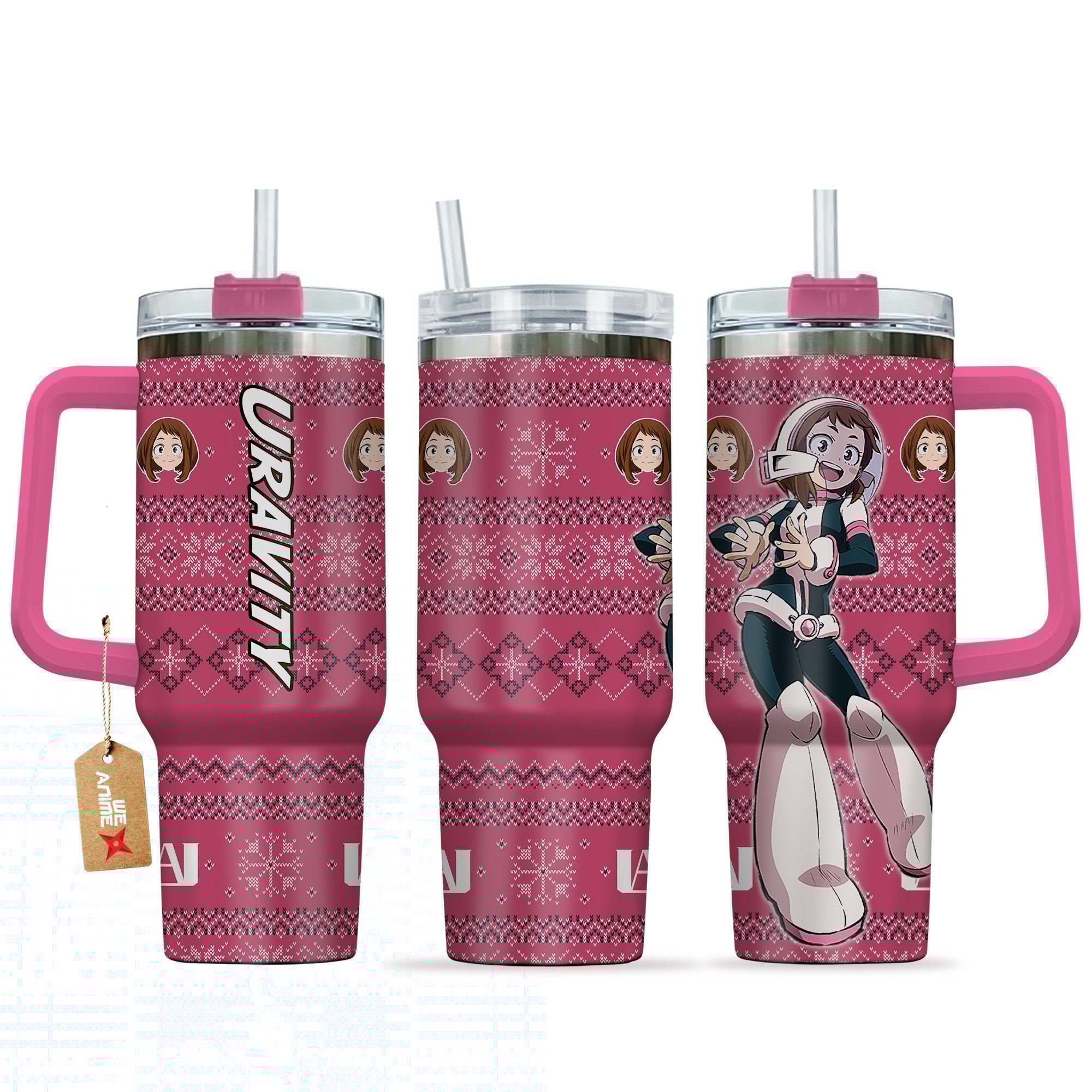 Uraraka Ochako (Uravity) My Hero Academia Anime Custom Stanley Quencher 40oz Stainless Steel Tumbler With Handle