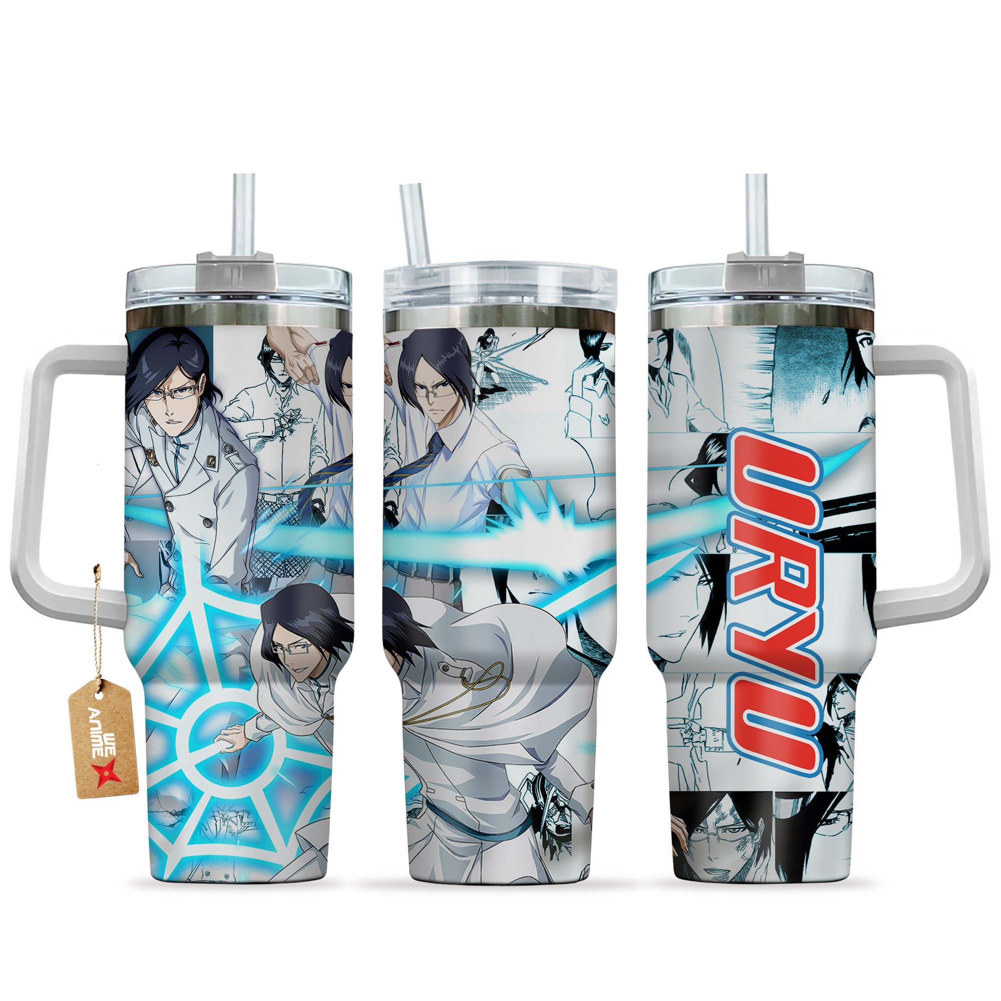 Uryu Ishida Bleach Anime Custom Stanley Quencher 40oz Stainless Steel Tumbler With Handle