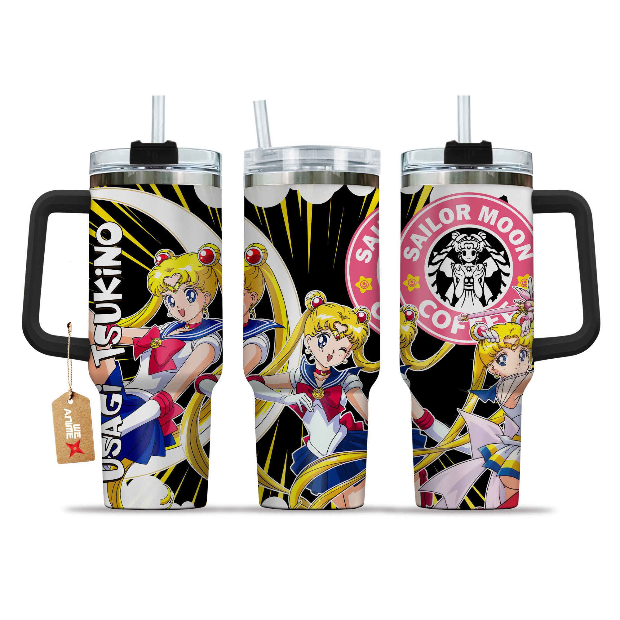 Usagi Tsukino Sailor Moon Anime Custom Stanley Quencher 40oz Stainless Steel Tumbler With Handle