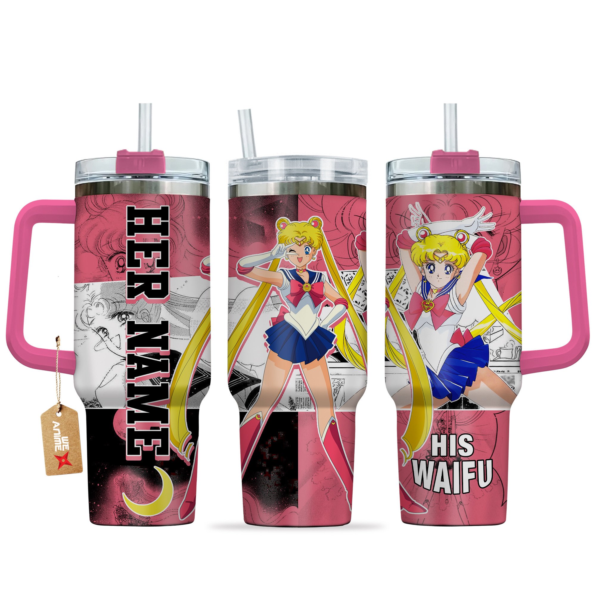 Usagi Tsukino Sailor Moon Anime Custom Stanley Quencher 40oz Stainless Steel Tumbler With Handle
