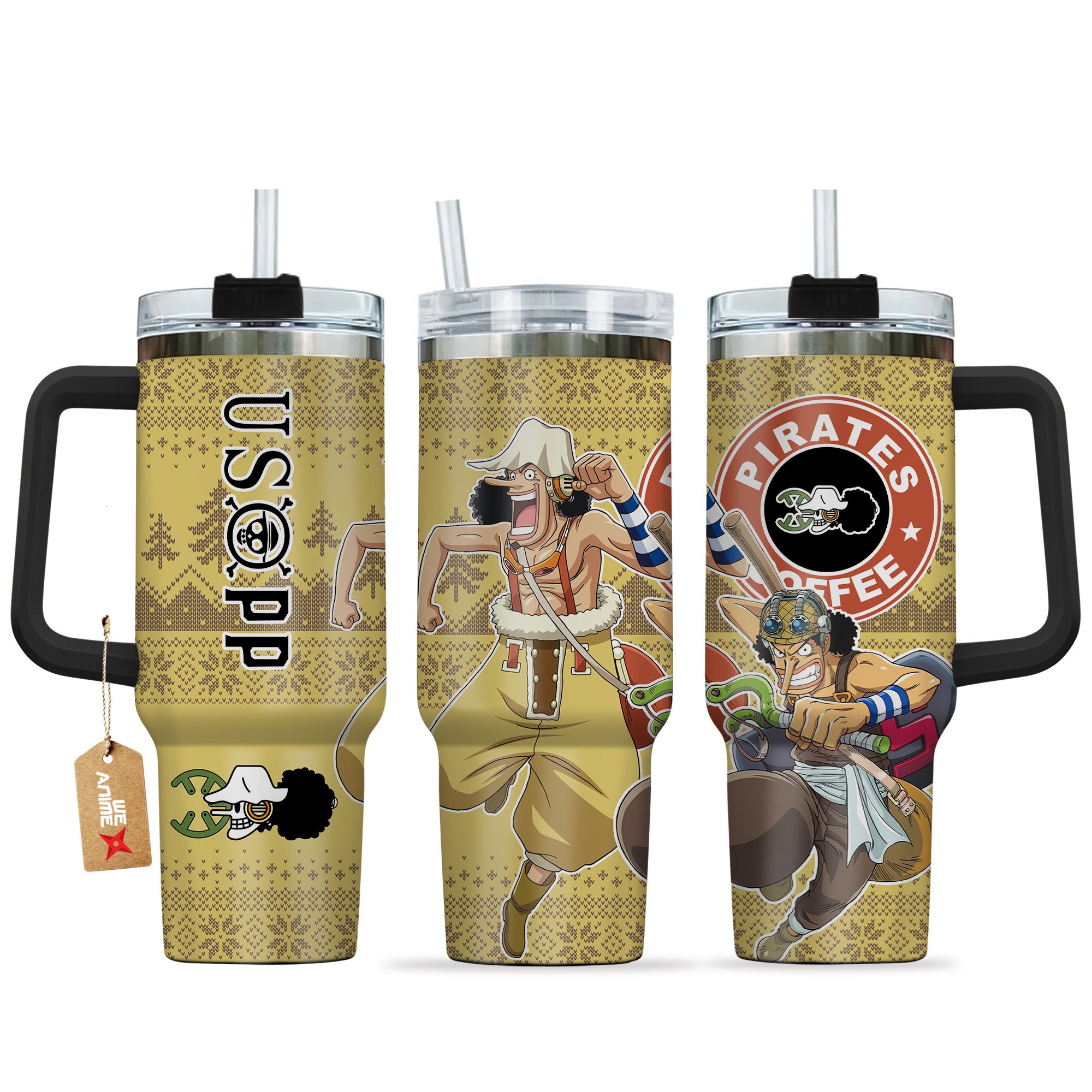 Usopp One Piece Anime Custom Stanley Quencher 40oz Stainless Steel Tumbler With Handle