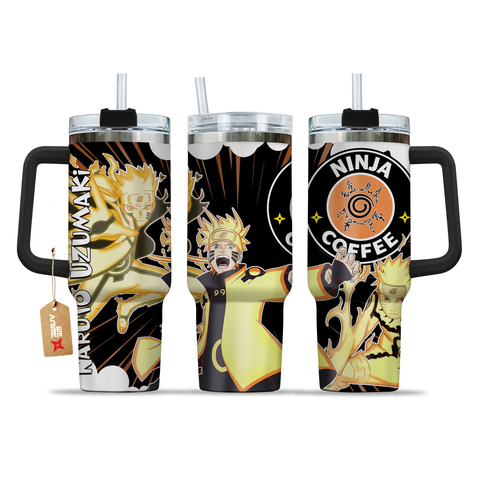 Uzumaki Naruto Naruto Anime Custom Stanley Quencher 40oz Stainless Steel Tumbler With Handle