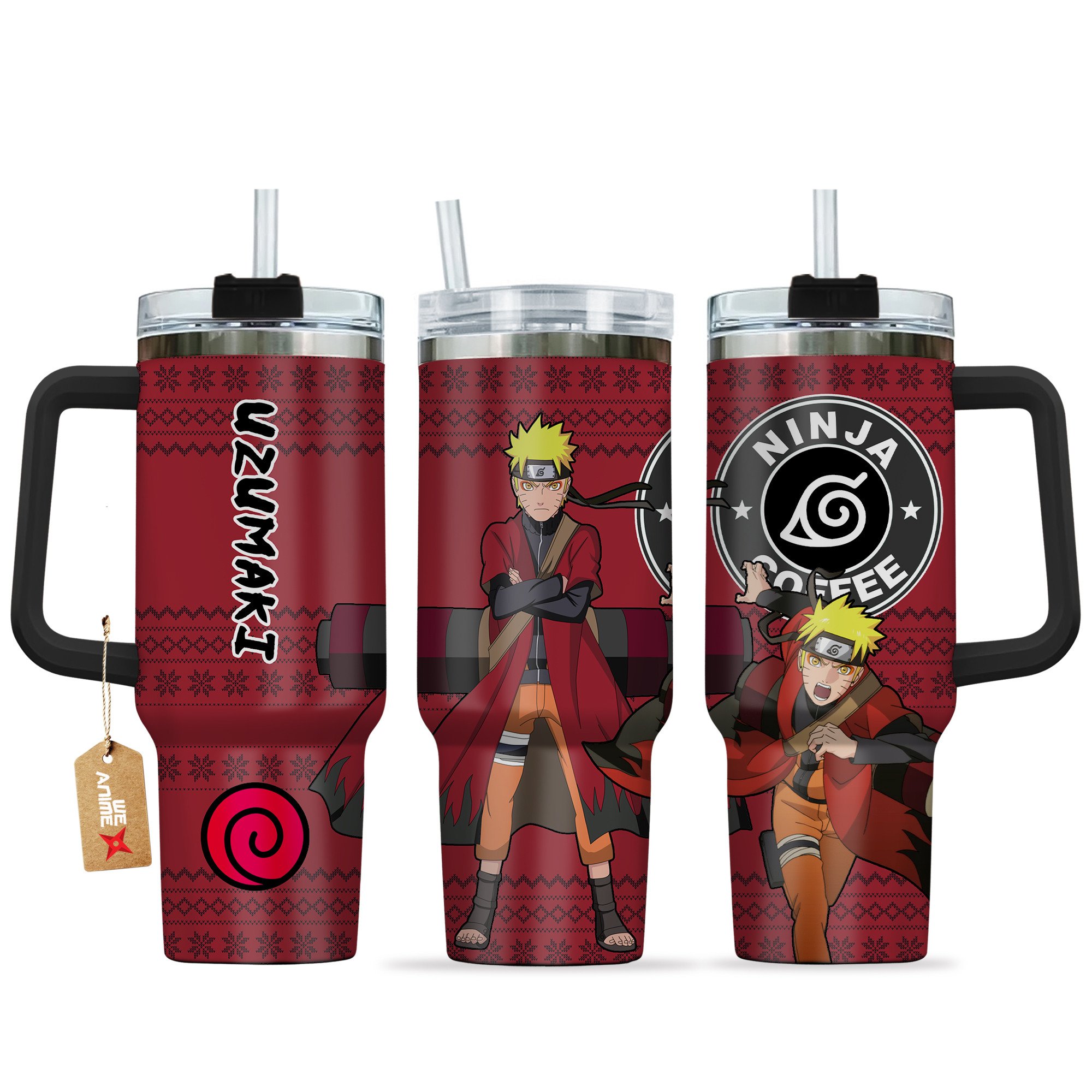 Uzumaki Sage Naruto Anime Custom Stanley Quencher 40oz Stainless Steel Tumbler With Handle
