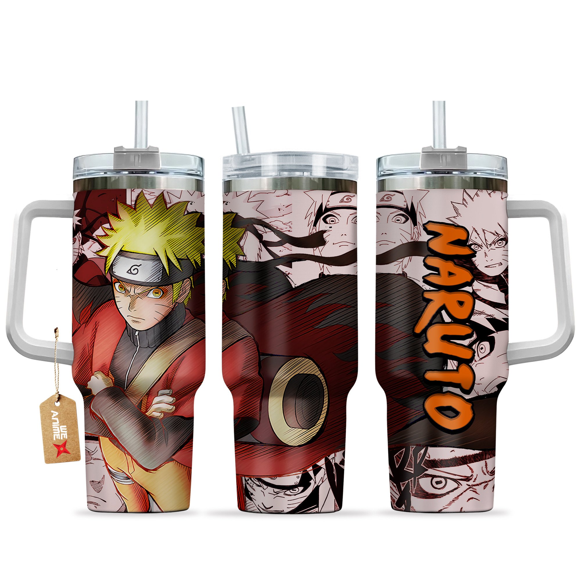 Uzumaki Sage Naruto Anime Custom Stanley Quencher 40oz Stainless Steel Tumbler With Handle