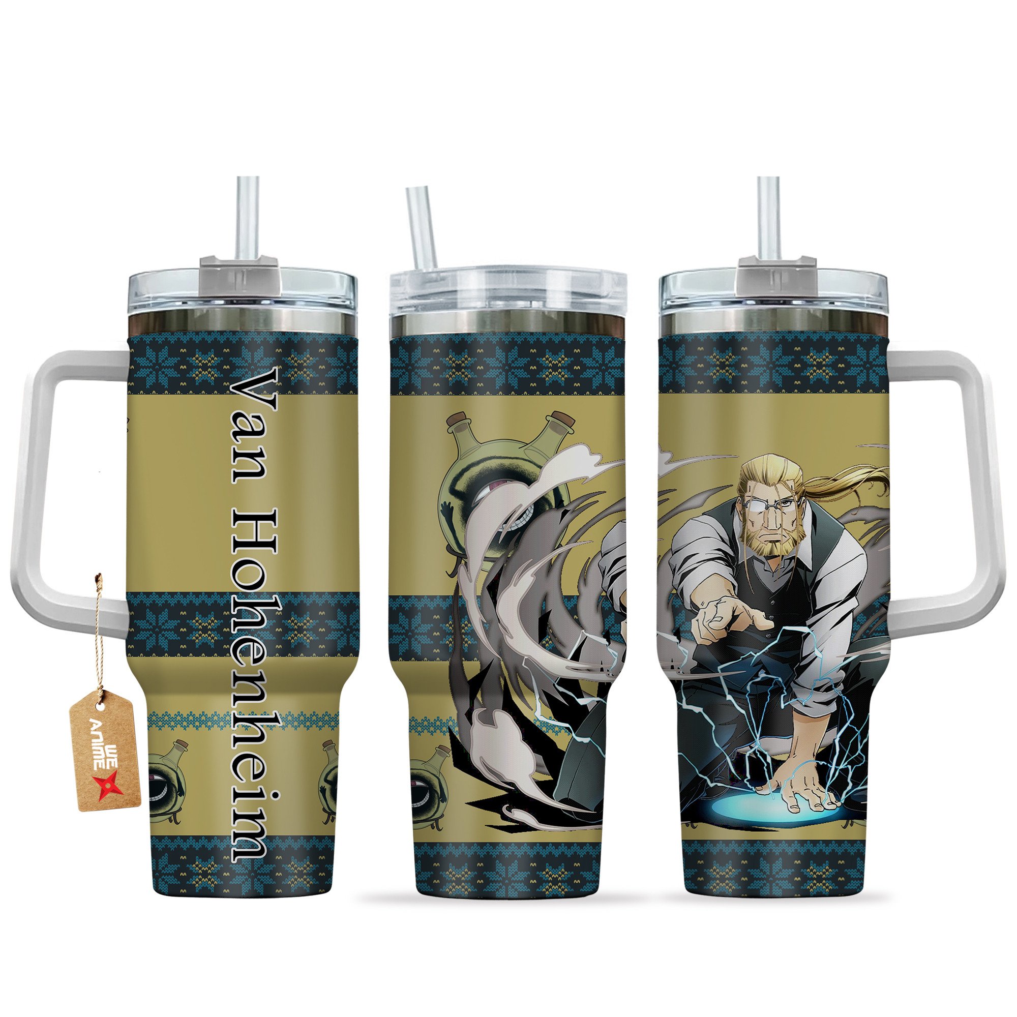 Van Hohenheim Fullmetal Alchemist Anime Custom Stanley Quencher 40oz Stainless Steel Tumbler With Handle