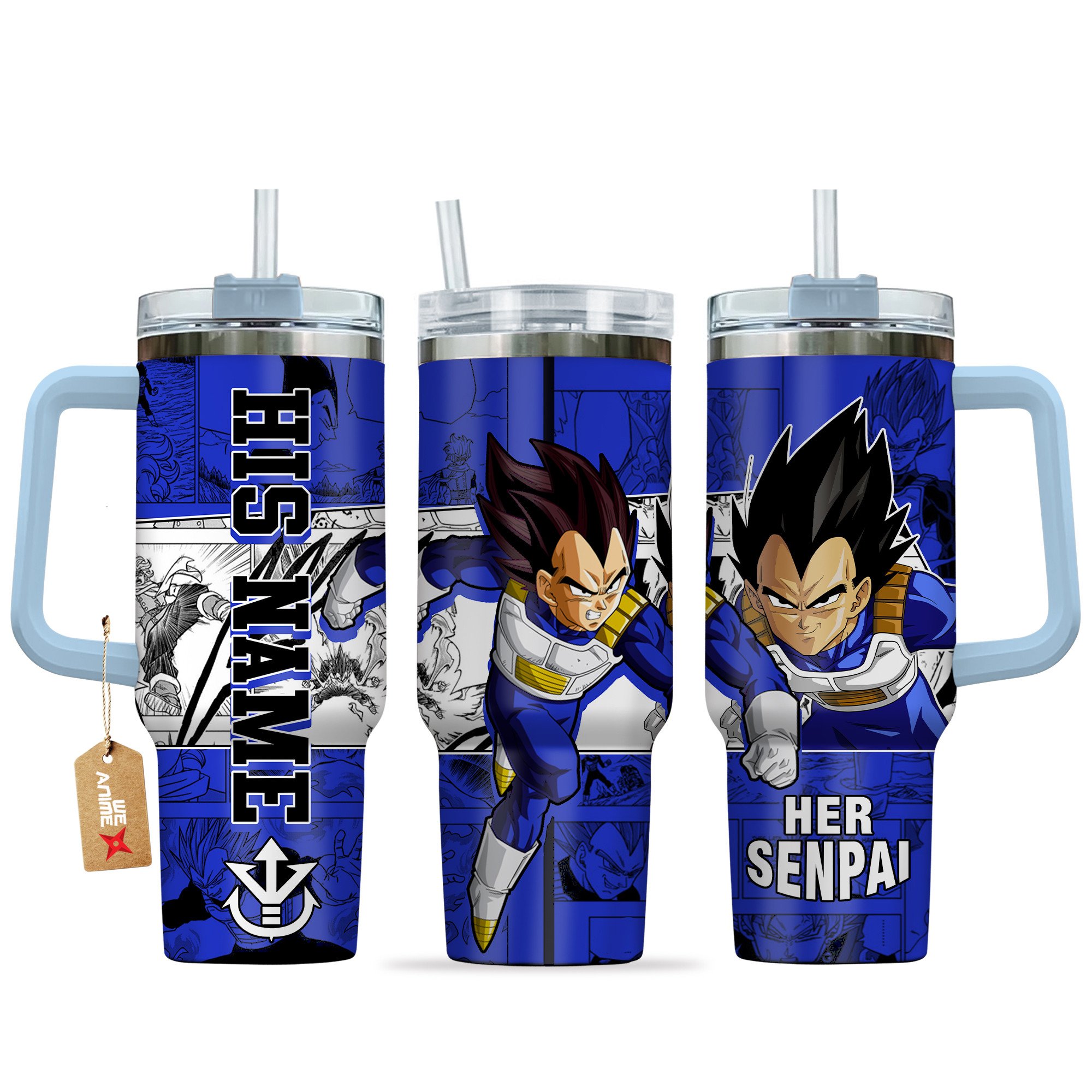 Vegeta Dragon Ball Anime Custom Stanley Quencher 40oz Stainless Steel Tumbler With Handle