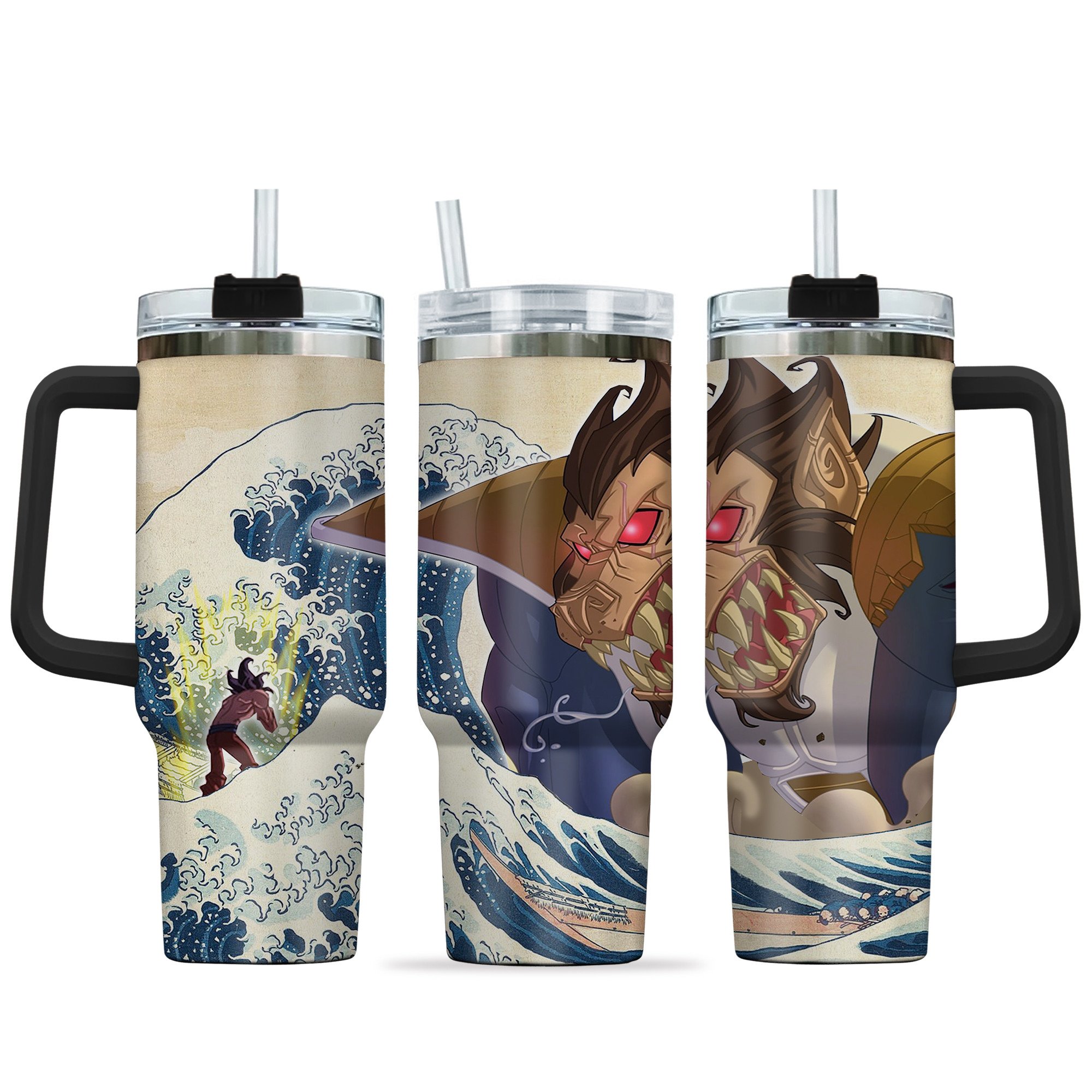 Vegeta Great Ape x Goku Dragon Ball Anime Custom Stanley Quencher 40oz Stainless Steel Tumbler With Handle