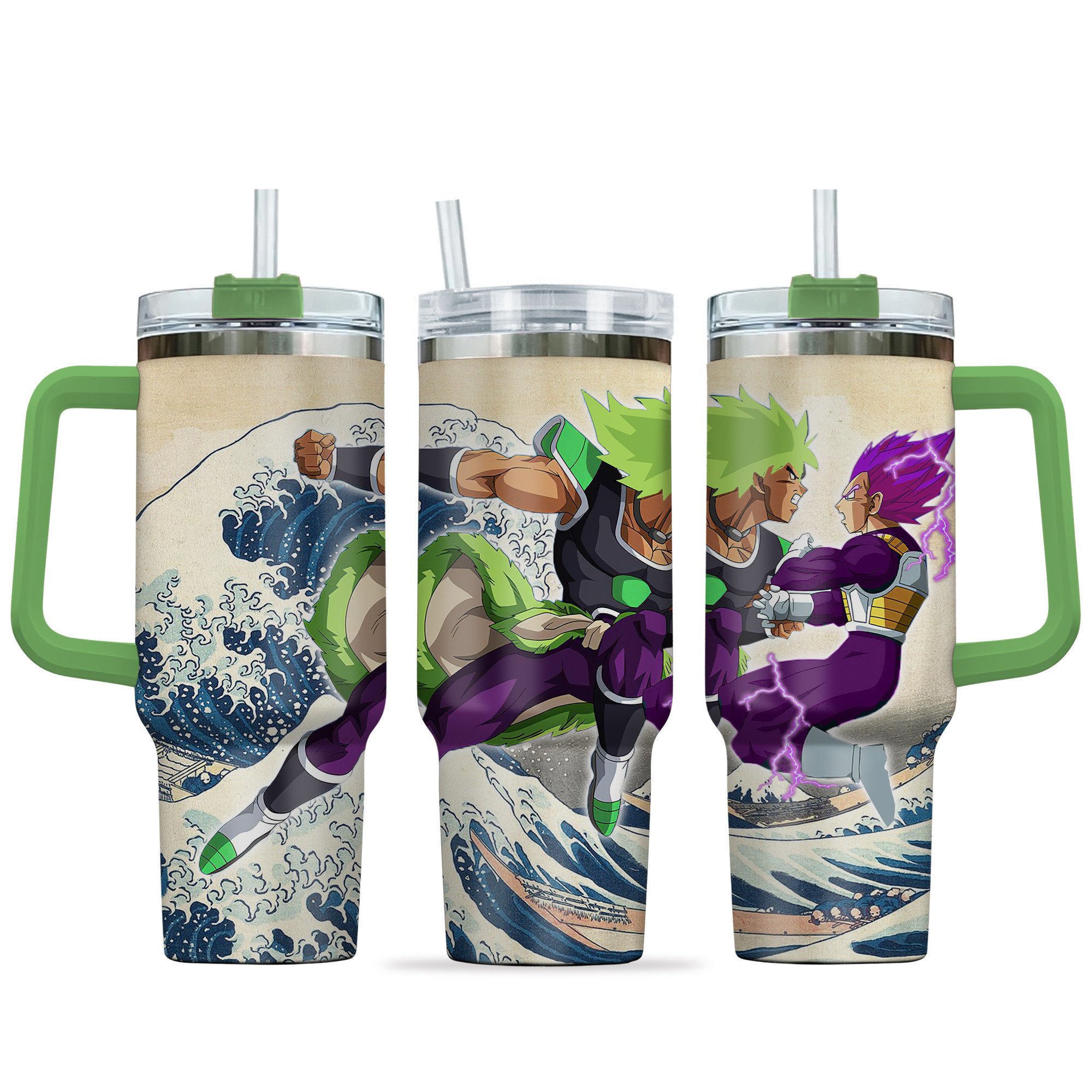 Vegeta x Broly Dragon Ball Anime Custom Stanley Quencher 40oz Stainless Steel Tumbler With Handle
