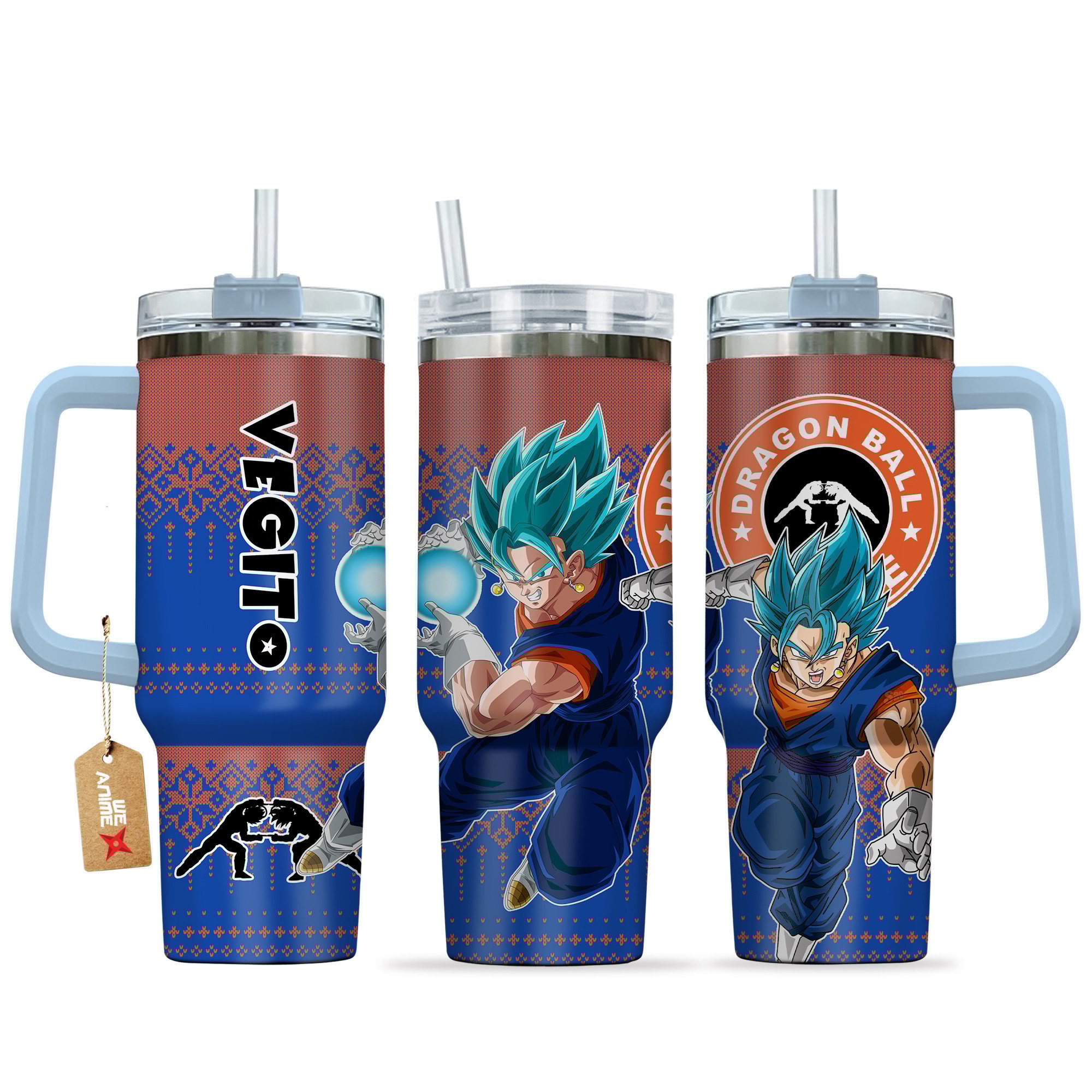 Vegito Dragon Ball z Anime Custom Stanley Quencher 40oz Stainless Steel Tumbler With Handle