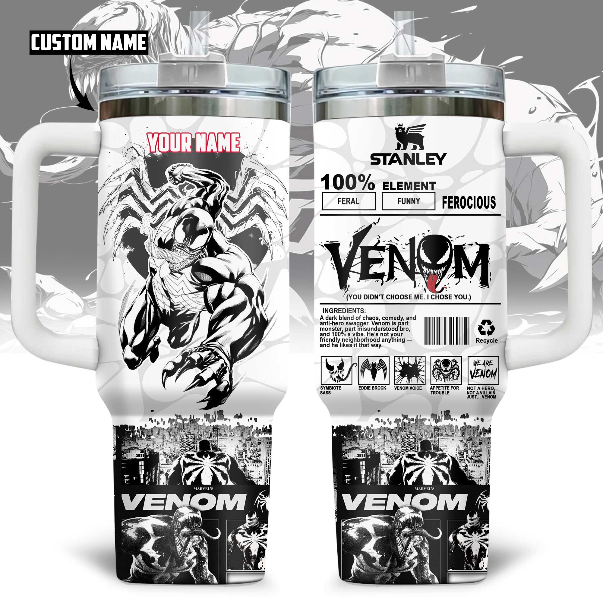 Venom Movies Custom Stanley Quencher 40oz Stainless Steel Tumbler With Handle