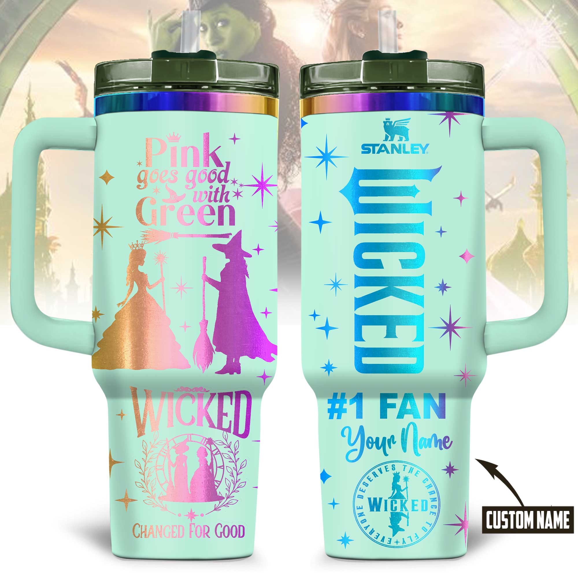 Wicked Movies Custom Stanley Quencher 40oz Stainless Steel Tumbler With Handle