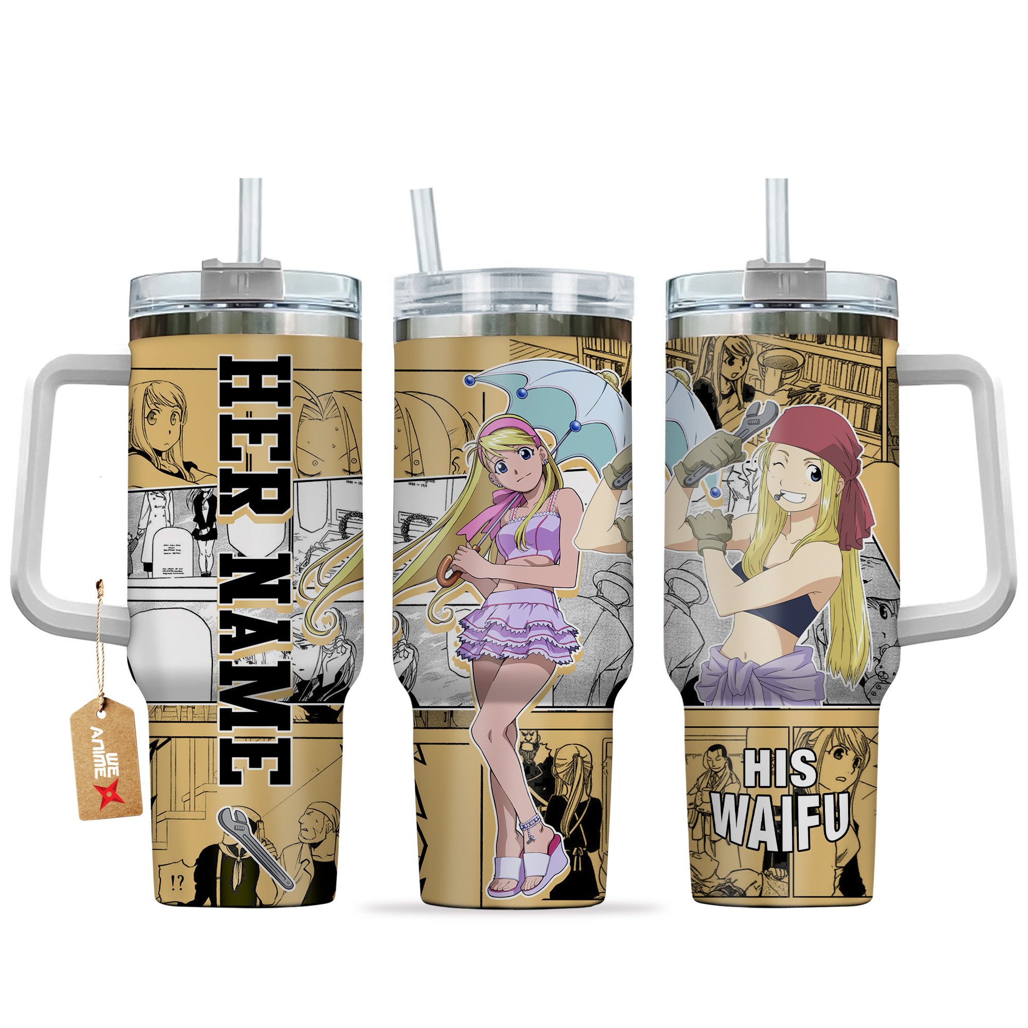 Winry Rockbell Fullmetal Alchemist Anime Custom Stanley Quencher 40oz Stainless Steel Tumbler With Handle