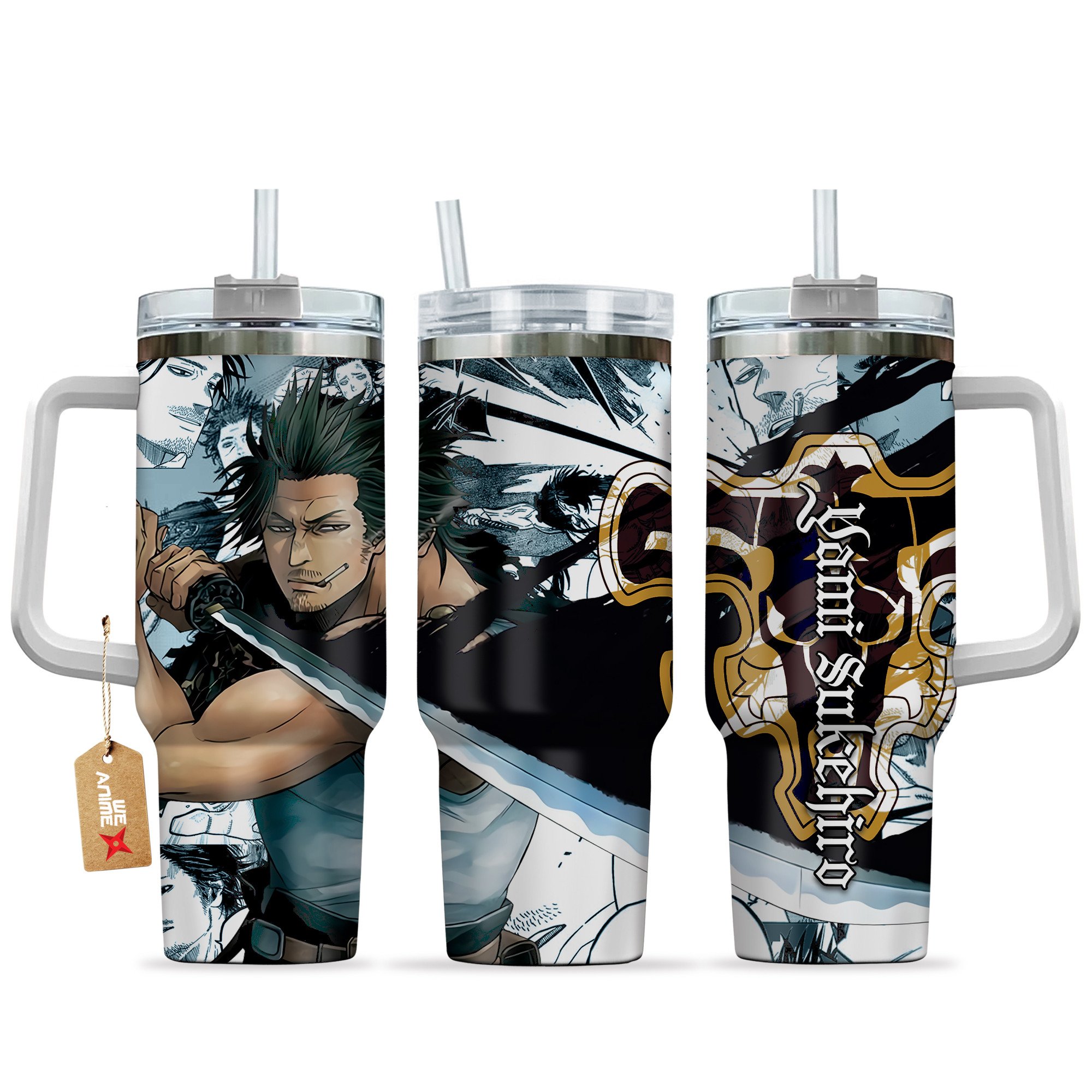 Yami Sukehiro Black Clover Anime Custom Stanley Quencher 40oz Stainless Steel Tumbler With Handle