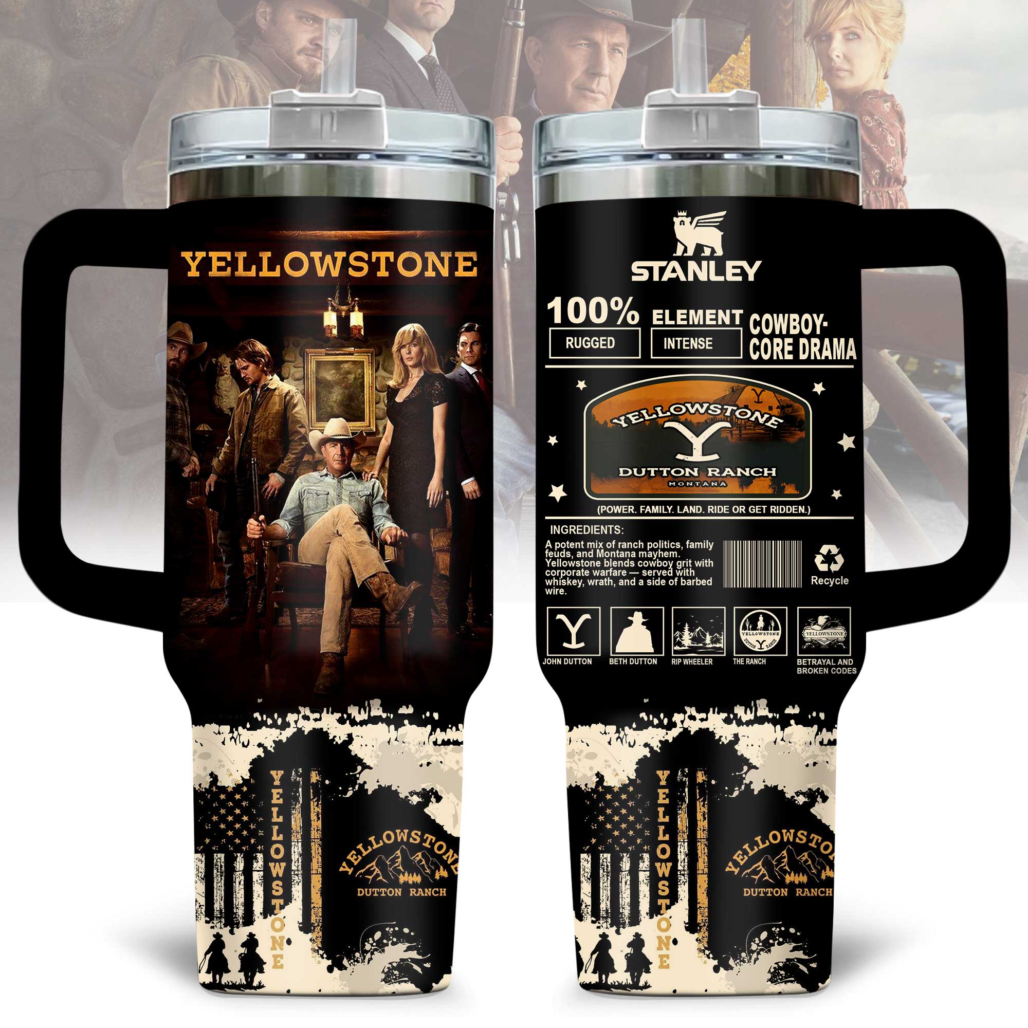 Yellowstone TV Series Custom Stanley Quencher 40oz Stainless Steel Tumbler With Handle