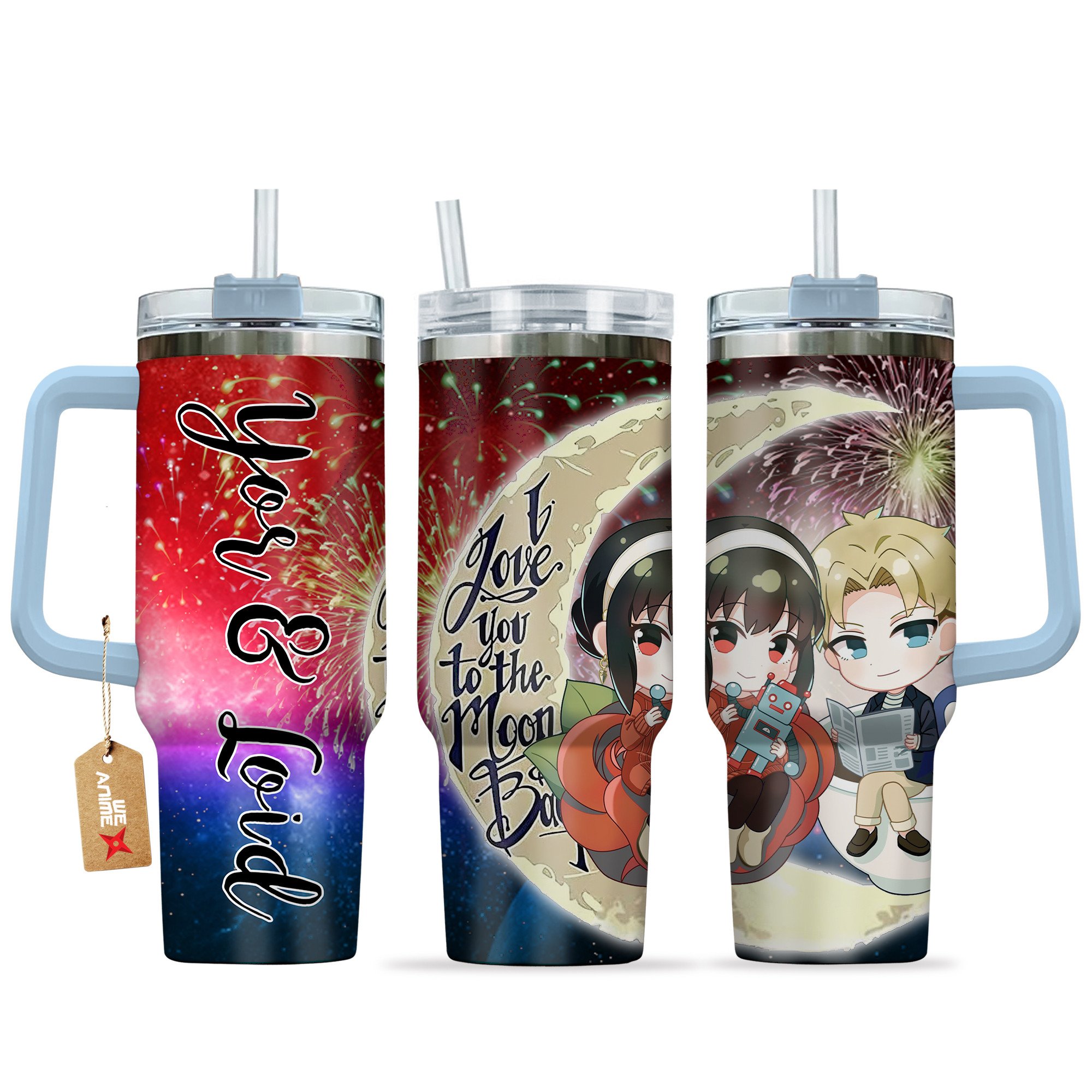 Yor Forger & Loid Spy x Family Anime Valentine Custom Stanley Quencher 40oz Stainless Steel Tumbler With Handle