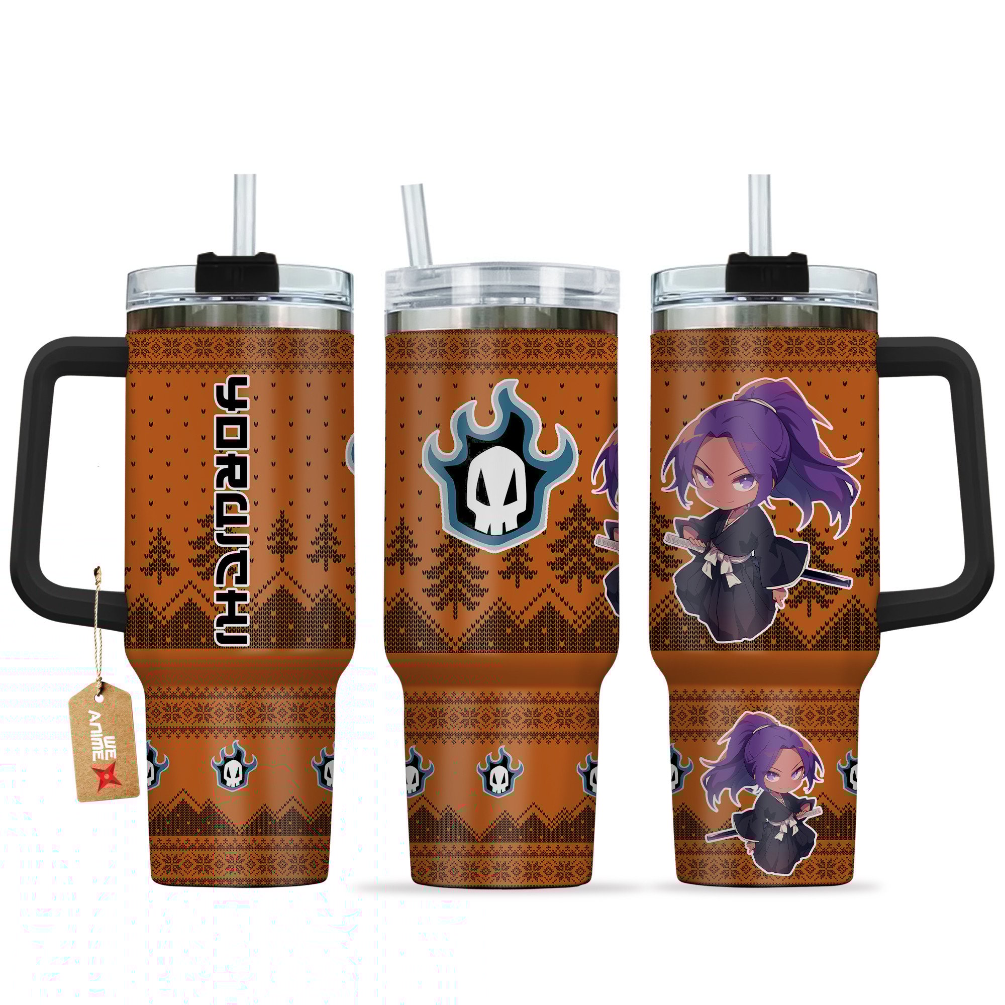 Yoruichi Shihouin Bleach Anime Custom Stanley Quencher 40oz Stainless Steel Tumbler With Handle