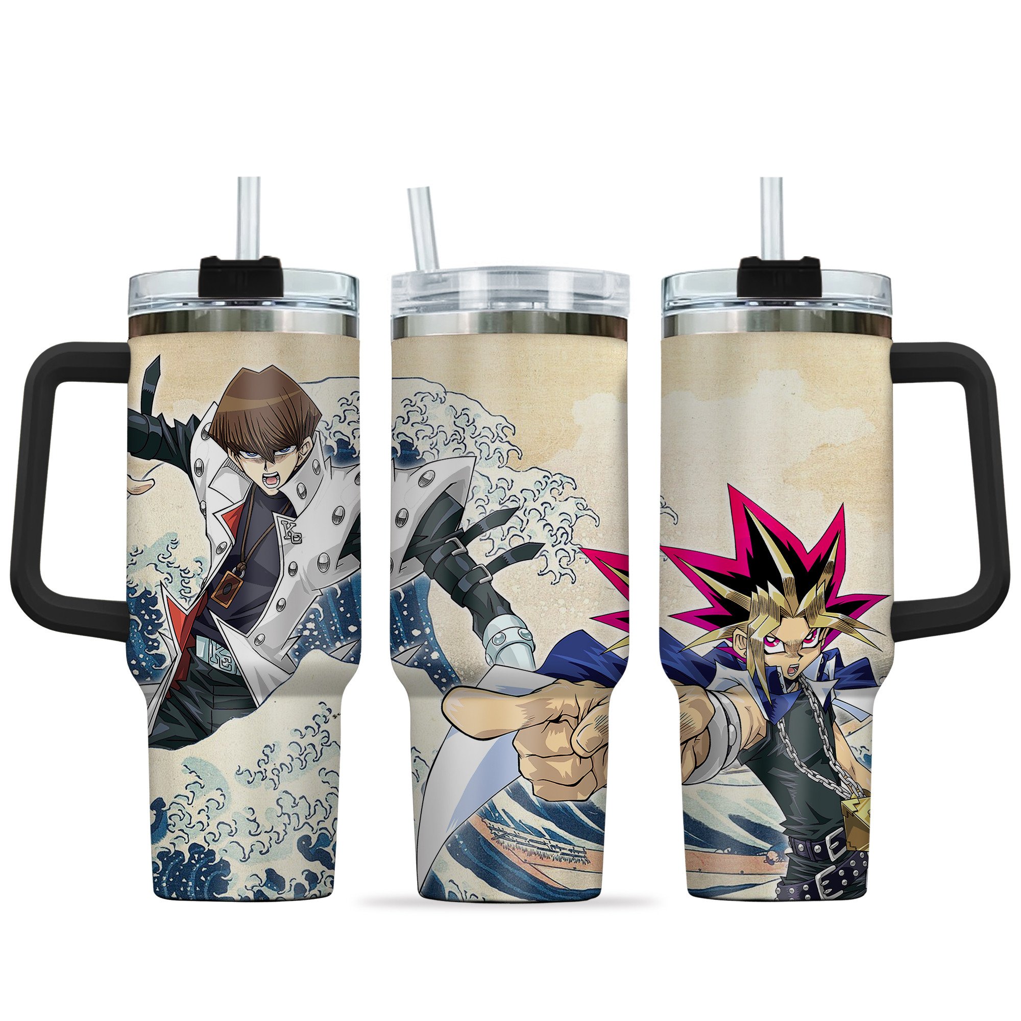 Yugi x Kaiba Yu-Gi-Oh! Anime Custom Stanley Quencher 40oz Stainless Steel Tumbler With Handle