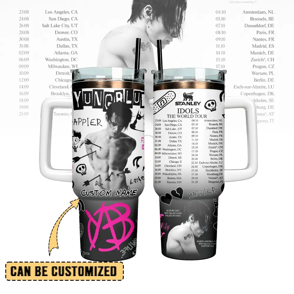 Yungblud Music Custom Stanley Quencher 40oz Stainless Steel Tumbler With Handle