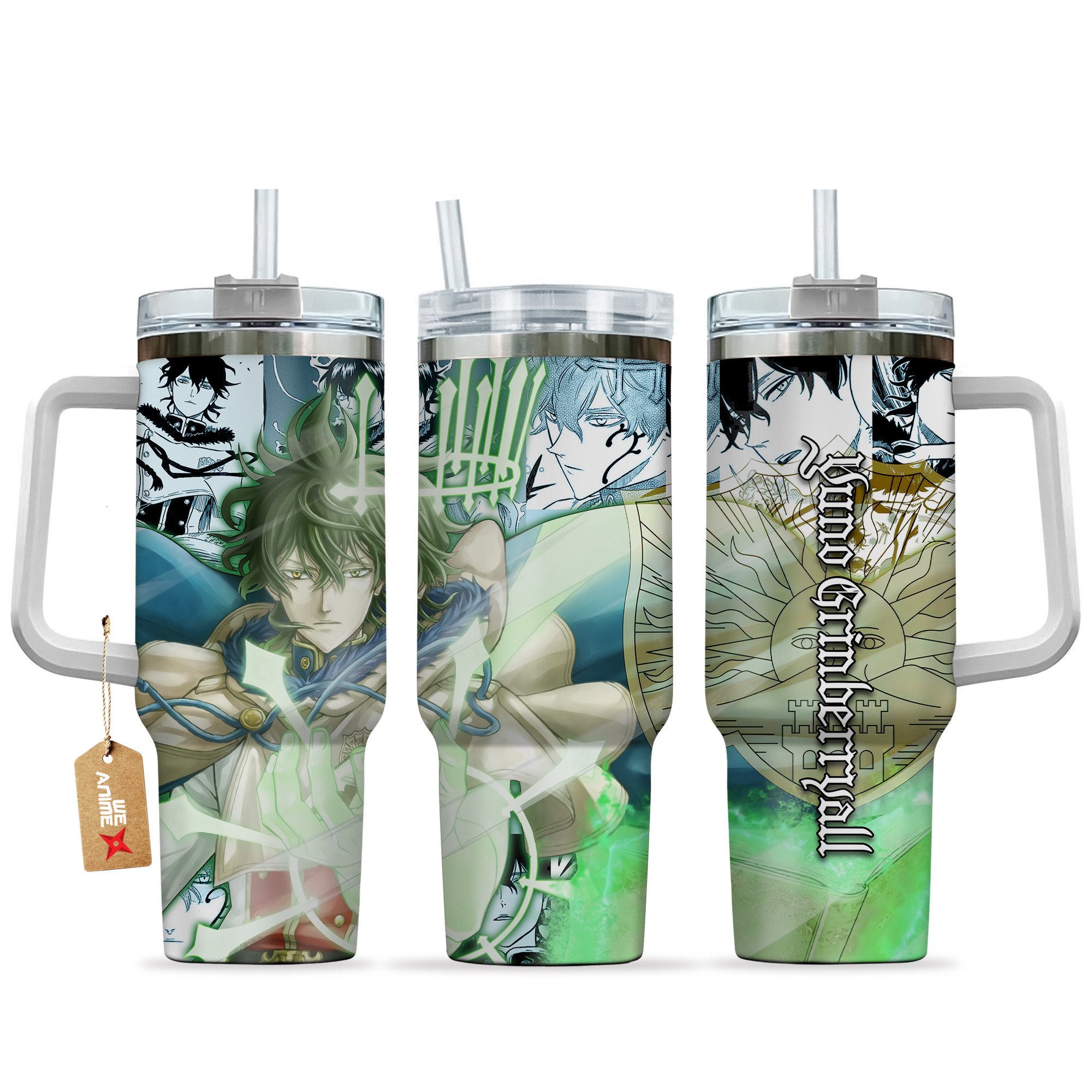 Yuno Grinberryall Black Clover Anime Custom Stanley Quencher 40oz Stainless Steel Tumbler With Handle