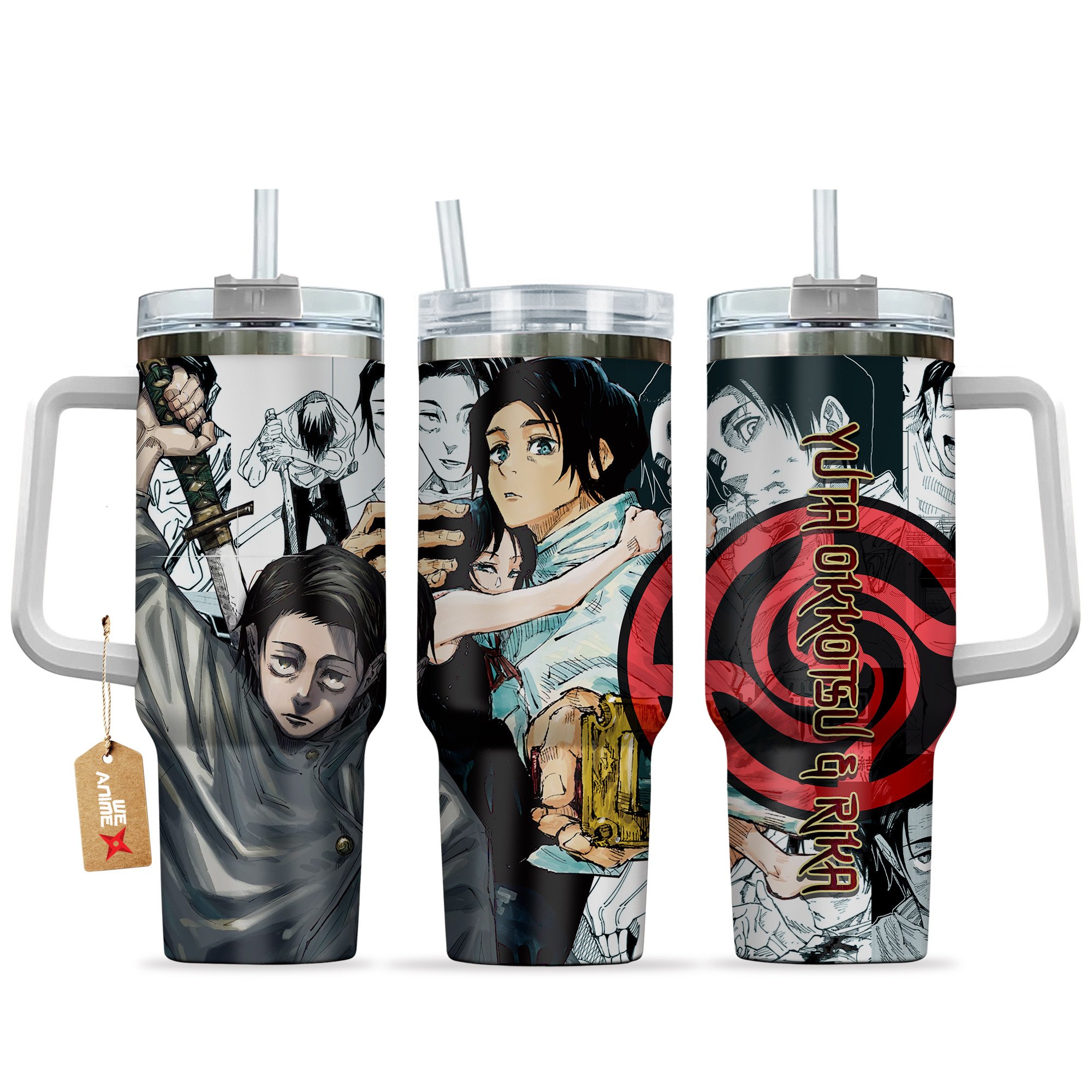 Yuta Okkotsu and Rika Jujutsu Kaisen Anime Custom Stanley Quencher 40oz Stainless Steel Tumbler With Handle