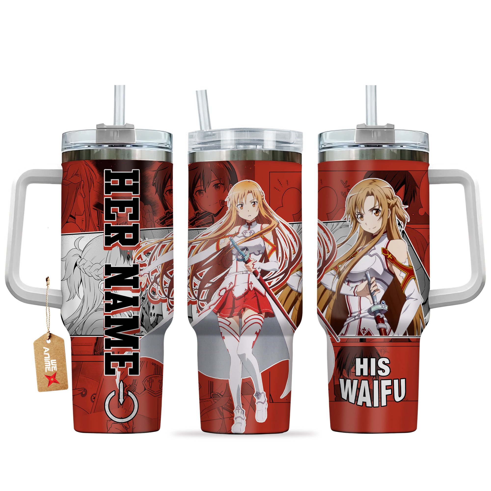 Yuuki Asuna (Asuna) Sword Art Online Anime Custom Stanley Quencher 40oz Stainless Steel Tumbler With Handle
