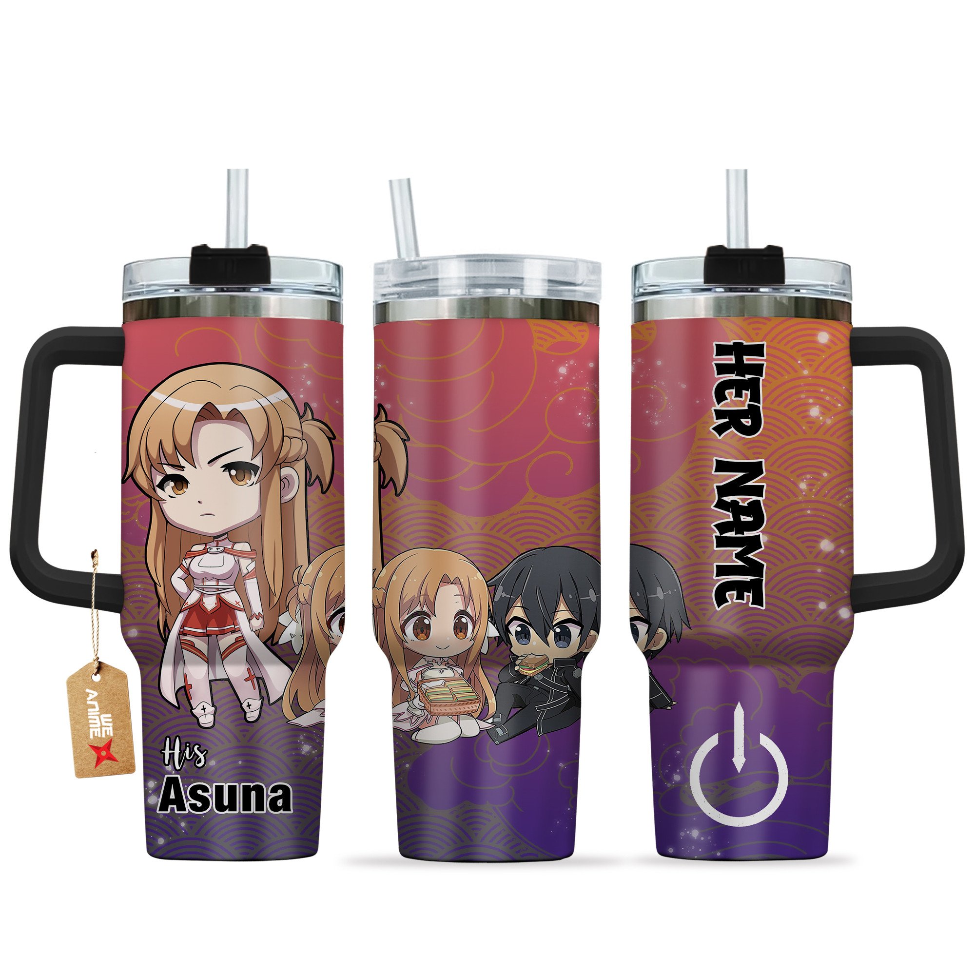 Yuuki Asuna Sword Art Online Anime Valentine Custom Stanley Quencher 40oz Stainless Steel Tumbler With Handle