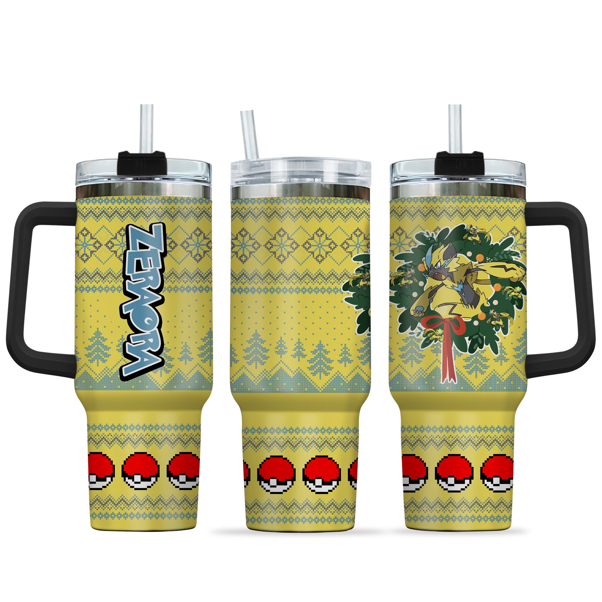 Zeraora Pokemon Anime Custom Stanley Quencher 40oz Stainless Steel Tumbler With Handle