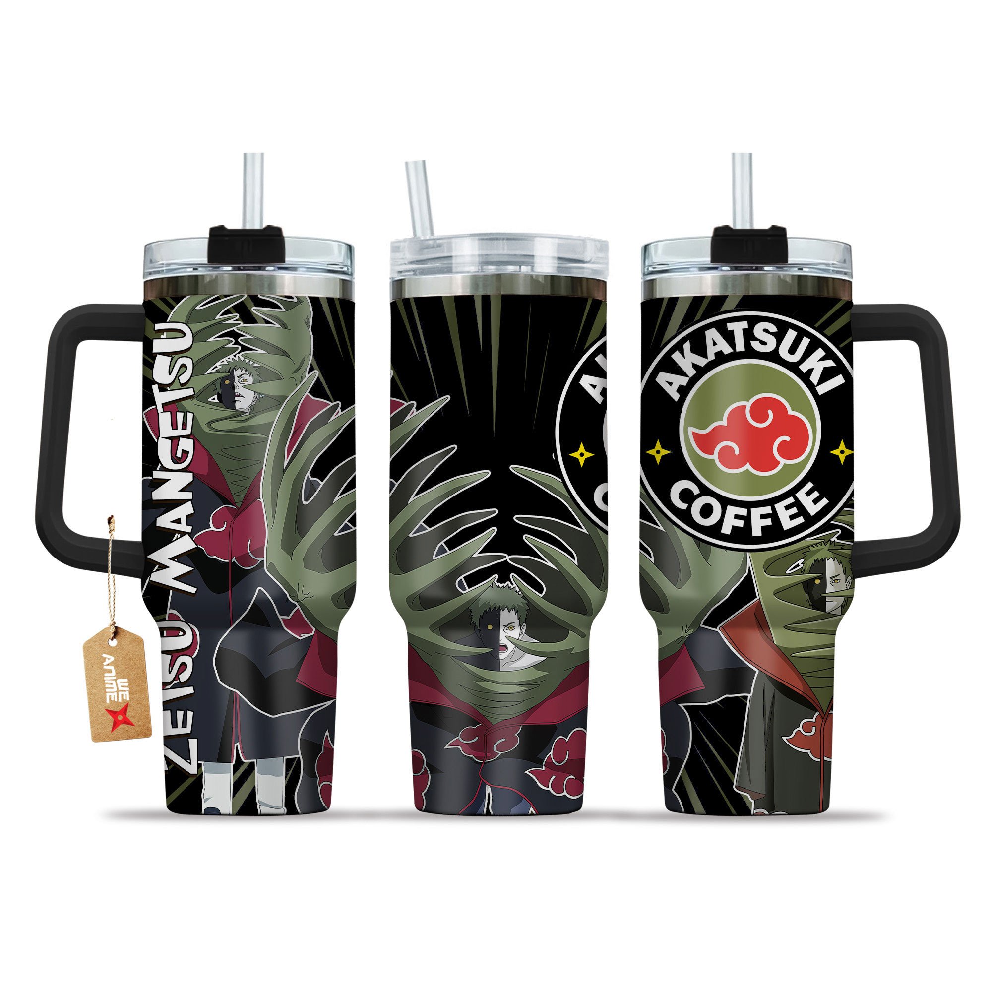 Zetsu Mangetsu Naruto Anime Custom Stanley Quencher 40oz Stainless Steel Tumbler With Handle